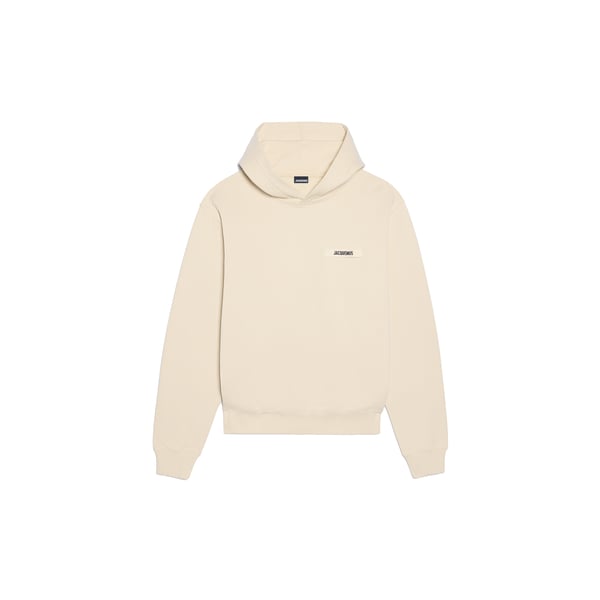 Jacquemus Light Beige Hooded Sweatshirt With Minimalist Design In Neutral