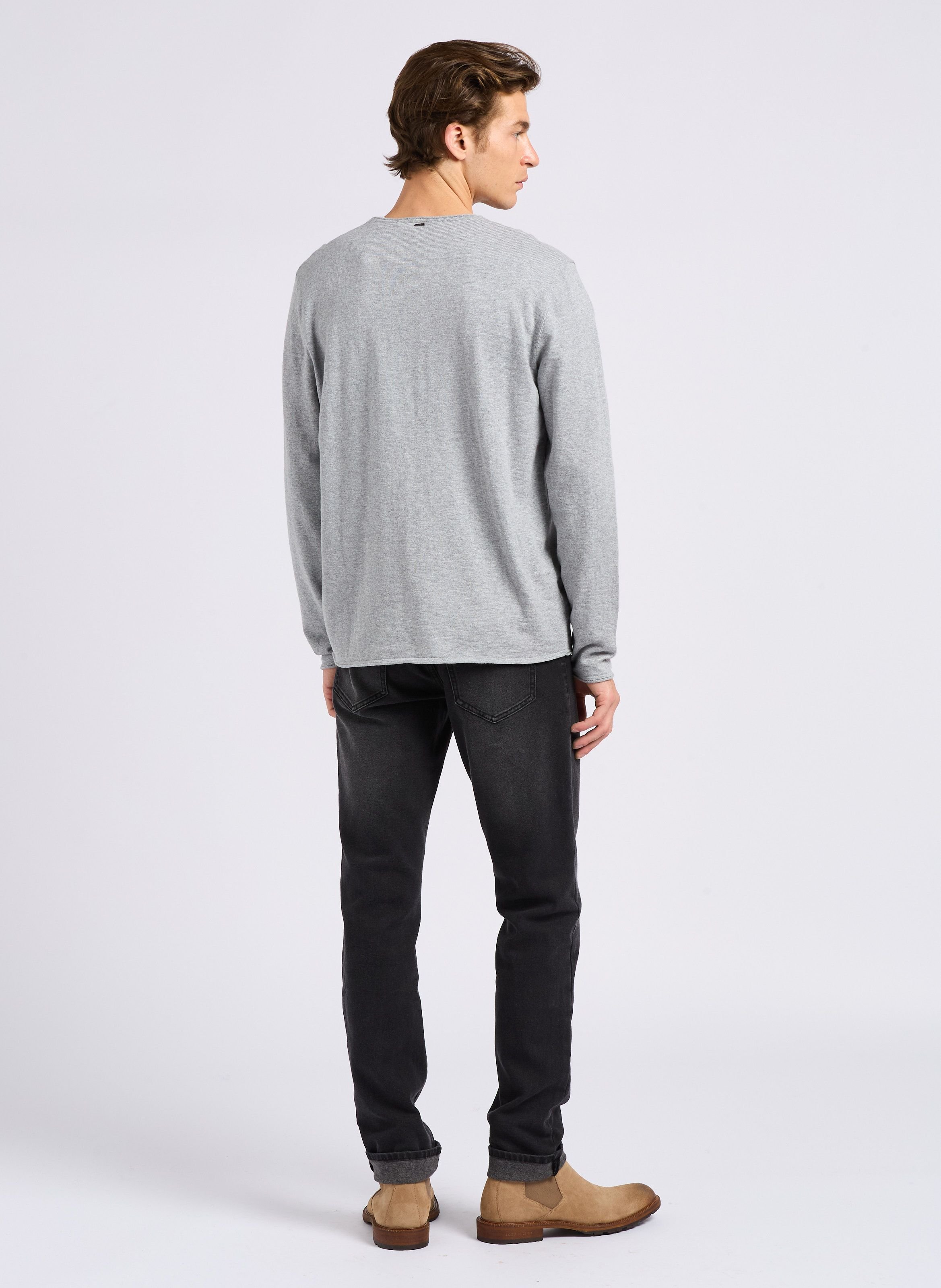 Pull Homme IKKS En Laine Mélangée Gris Col V - Taille XL - Neuf Avec étiquettes