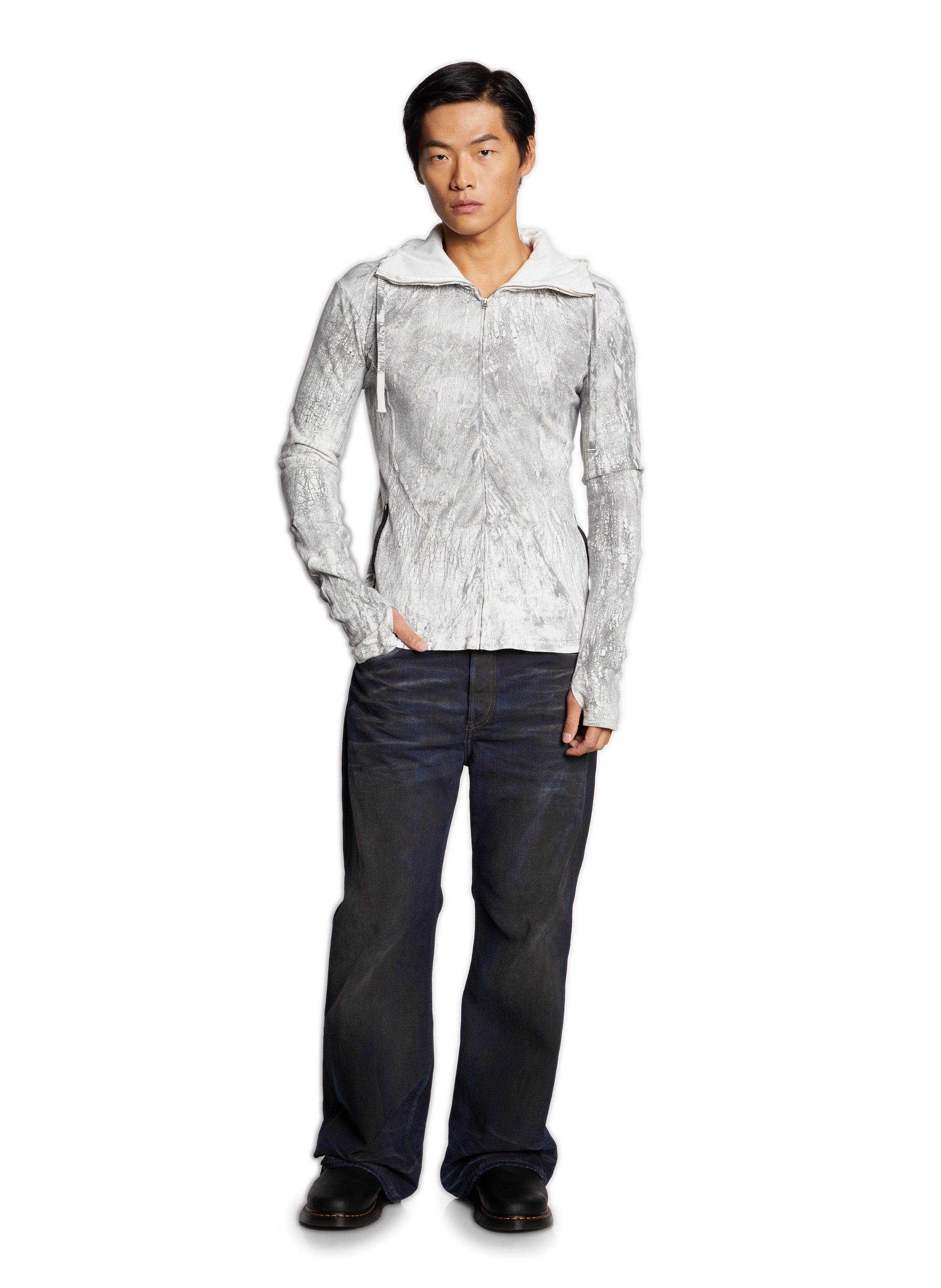 Gilet effet craquelé en coton ACNE STUDIOS Gris