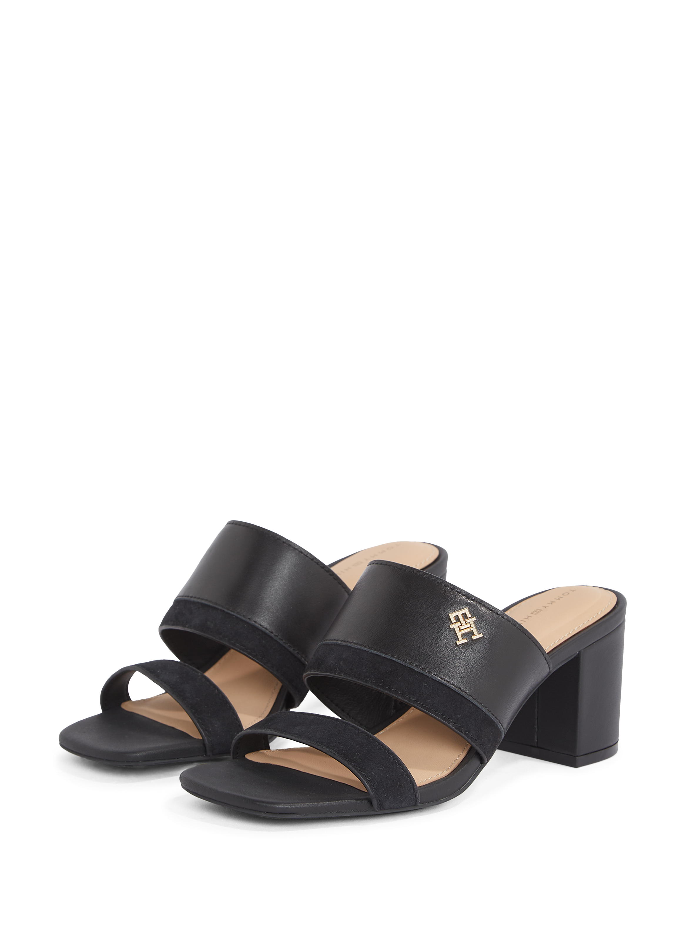 Heeled leather mules TOMMY HILFIGER Black