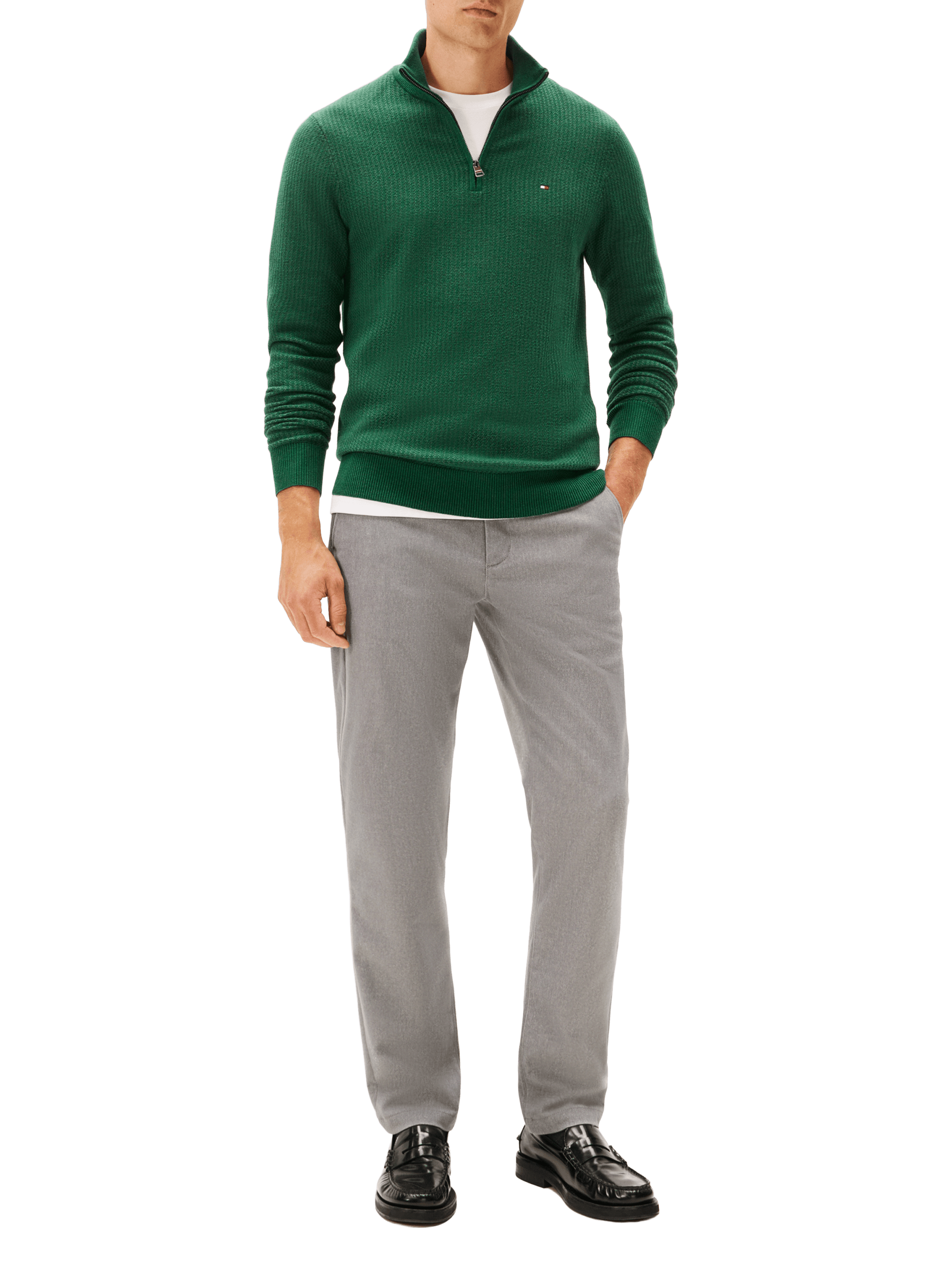 Cotton blend straight trousers TOMMY HILFIGER Grey