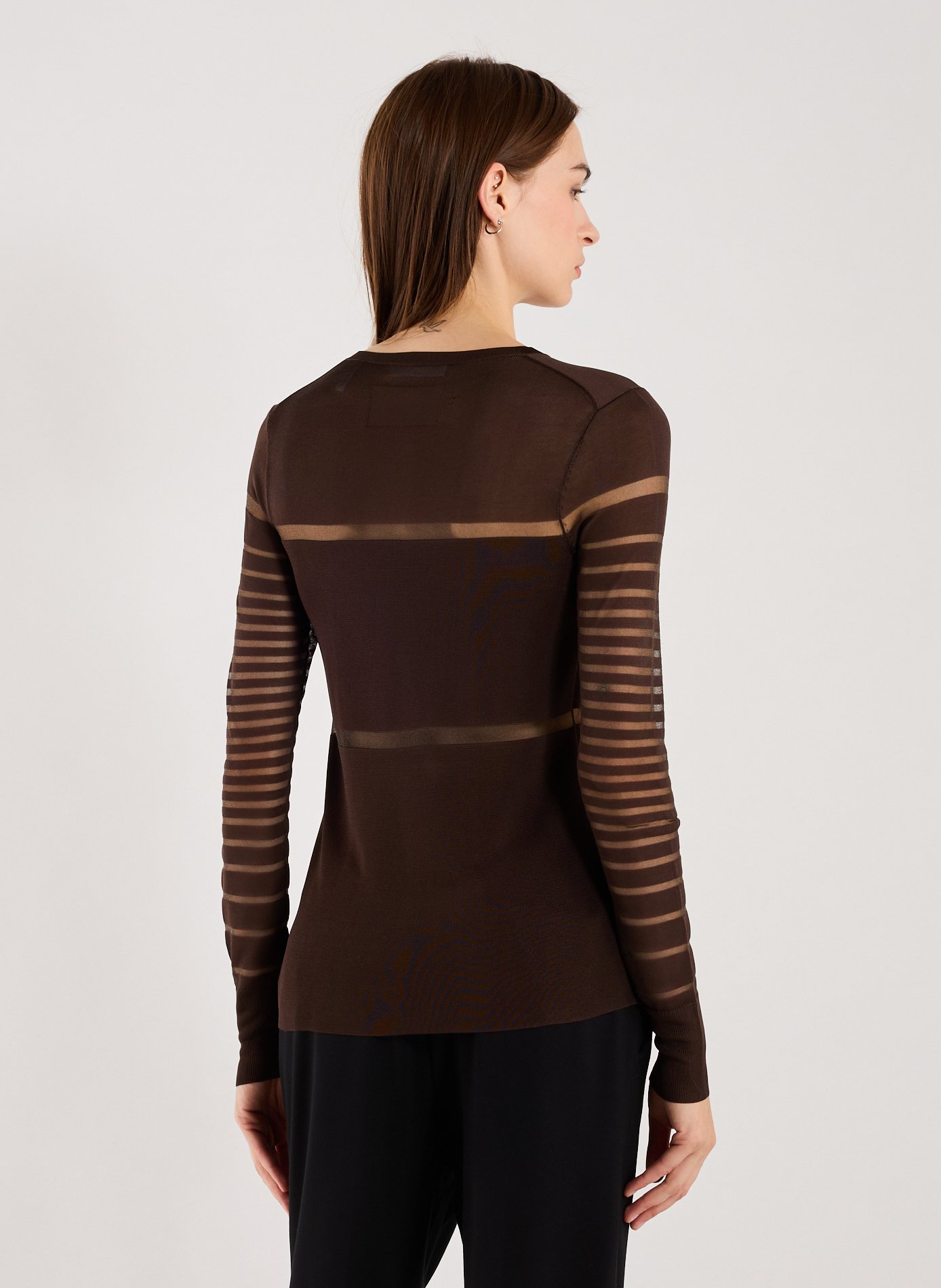 Top with sheer stripes HELMUT LANG Brown