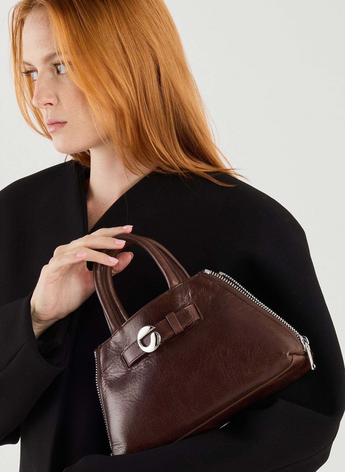 Data leather shoulder bag COPERNI Brown