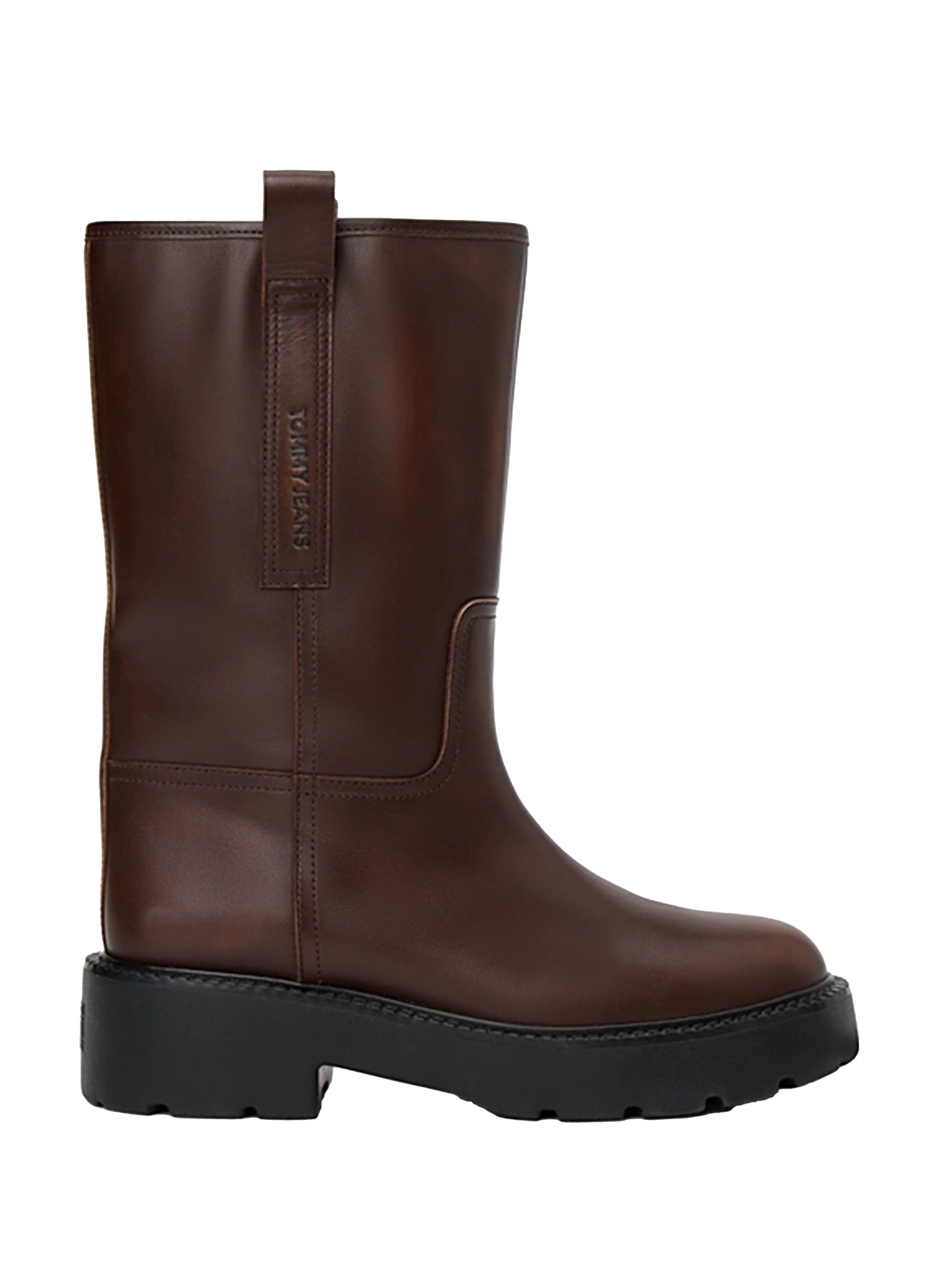 TOMMY HILFIGER Mid-calf leather boots Brown