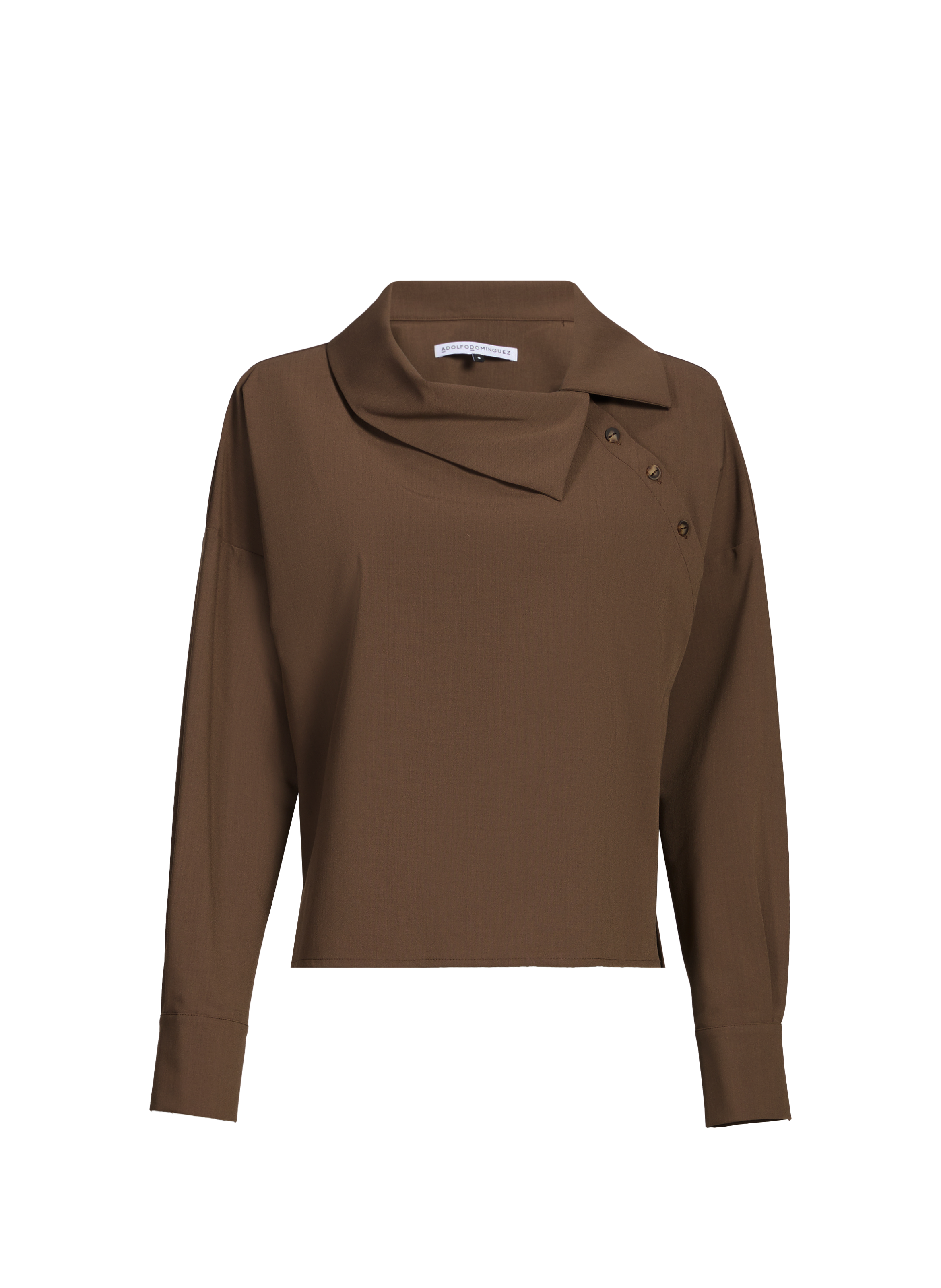 Chemise droite à col asymétrique  ADOLFO DOMINGUEZ Marron