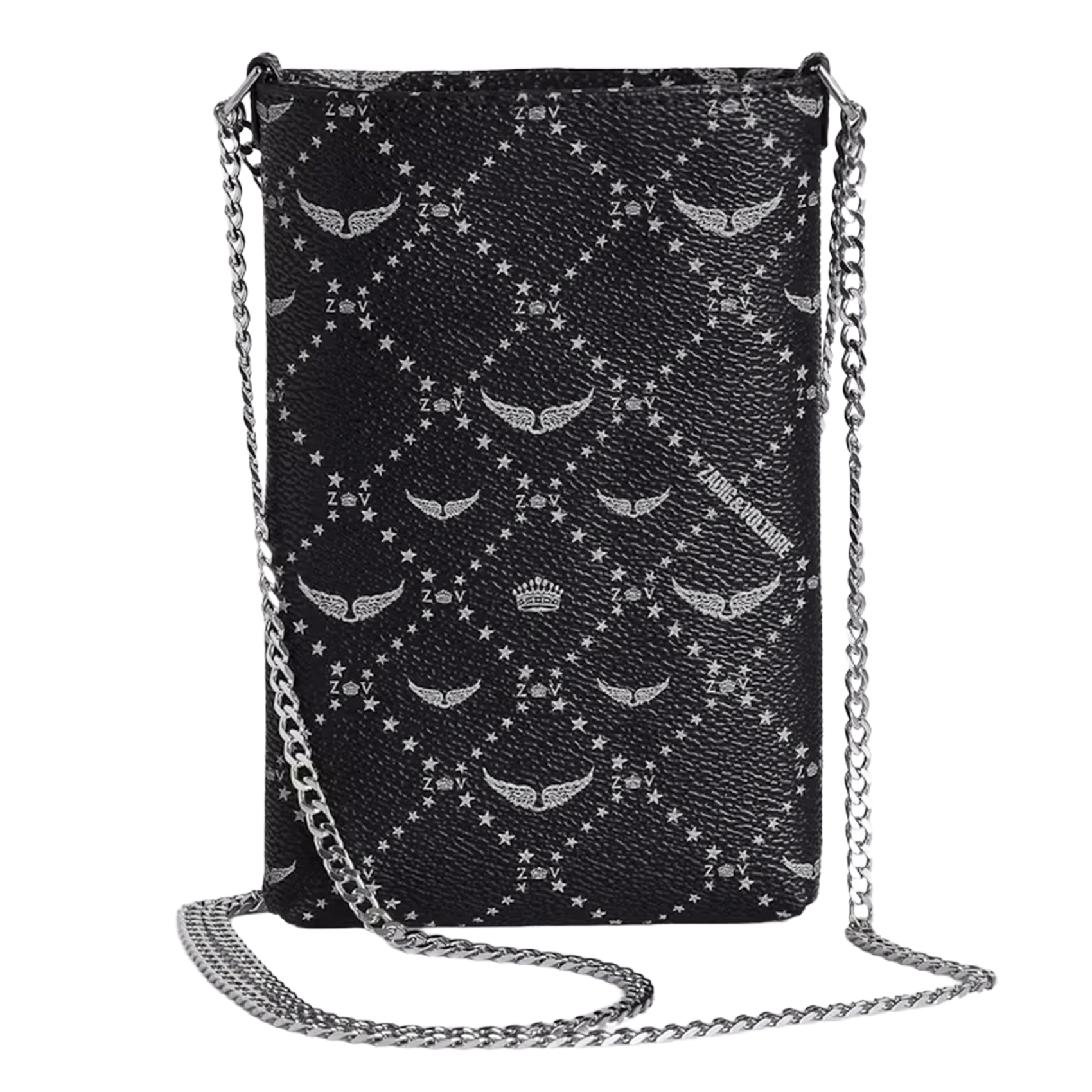 Pochette de téléphone en cuir imprimé rock ZADIG&VOLTAIRE Noir