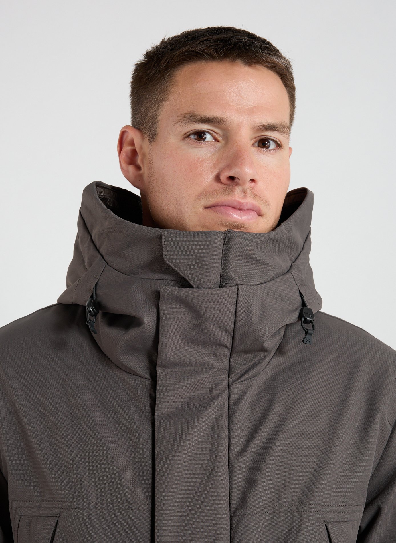 Straight parka with removable hood KRAKATAU Grey