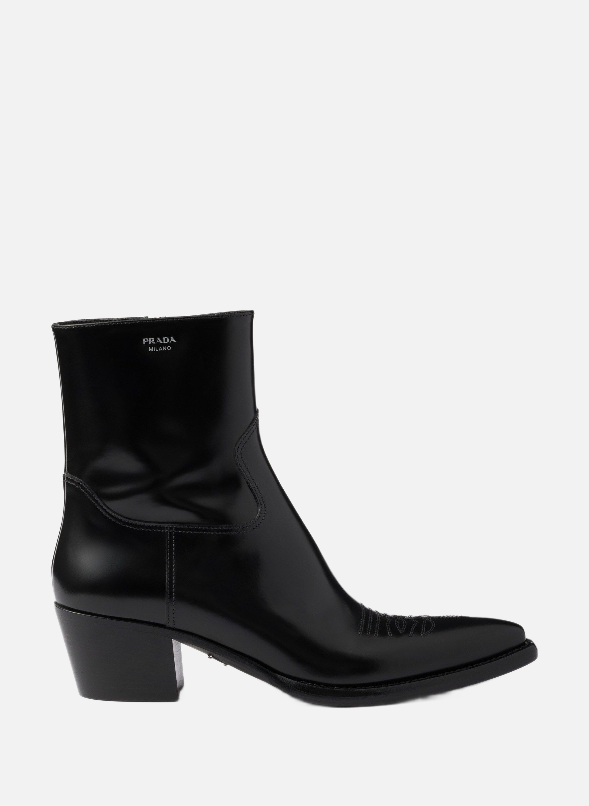 Bottines en cuir brossé PRADA Noir