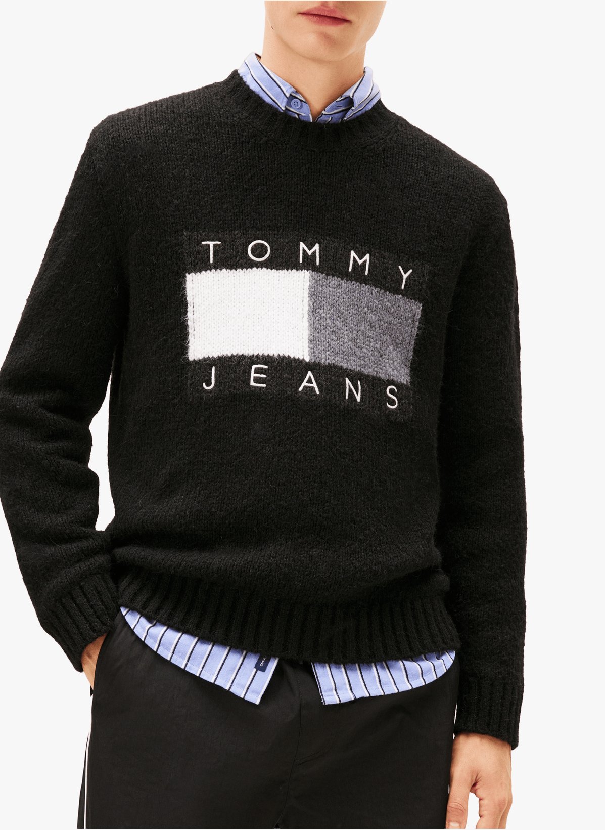 Pull col rond en maille avec logo