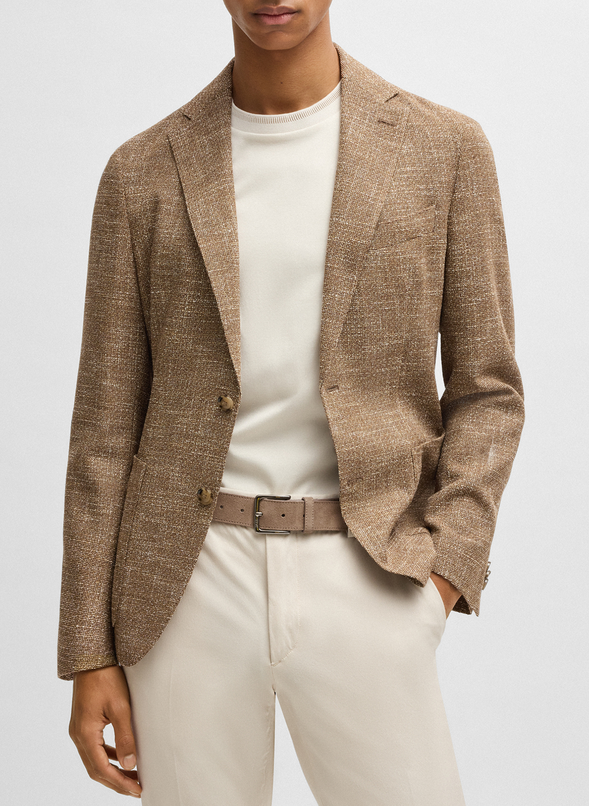 Ceinture en cuir suede BOSS Beige