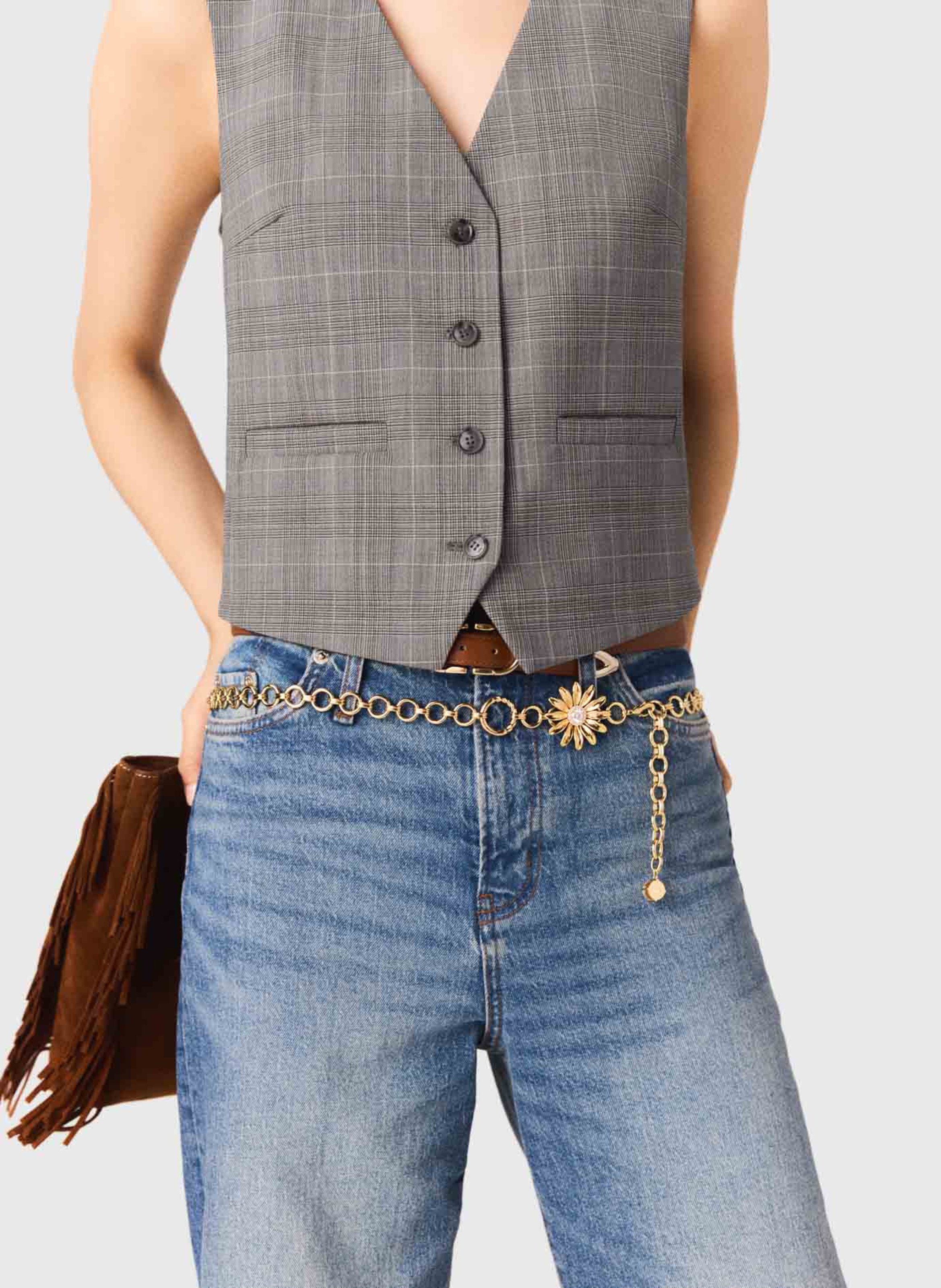 CEINTURE,Ceinture En Métal Plaqué Or Pour Femme, Chaîne De Taille