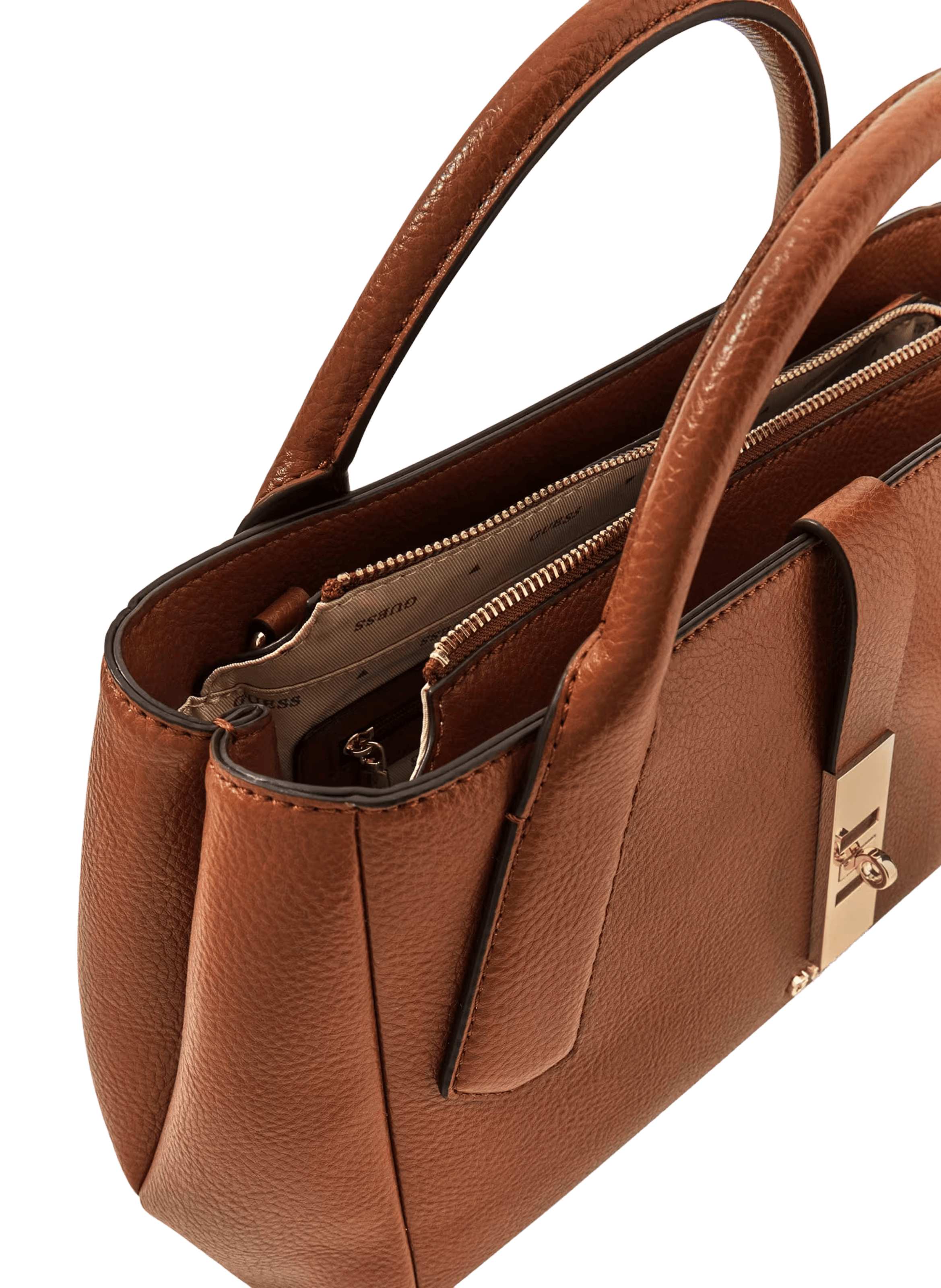 Handbag with leather-effect charms Brown