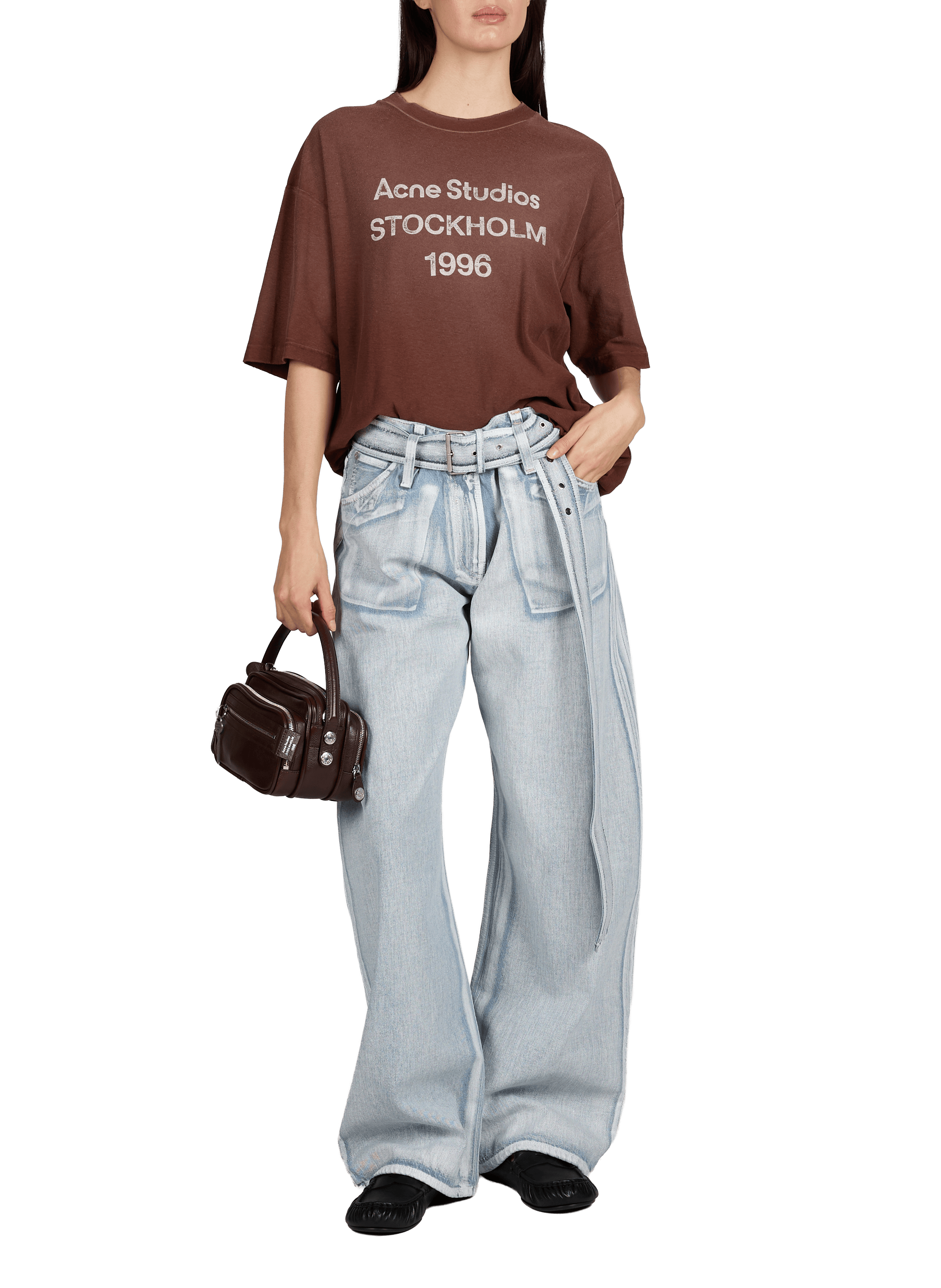 Sac à bandoulière en cuir mélangé ACNE STUDIOS Marron