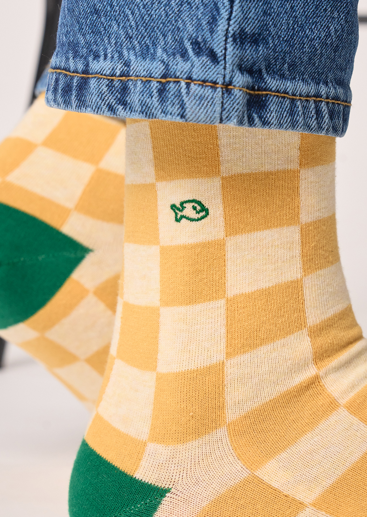 Chaussettes en coton peigné carreaux BILLYBELT Jaune