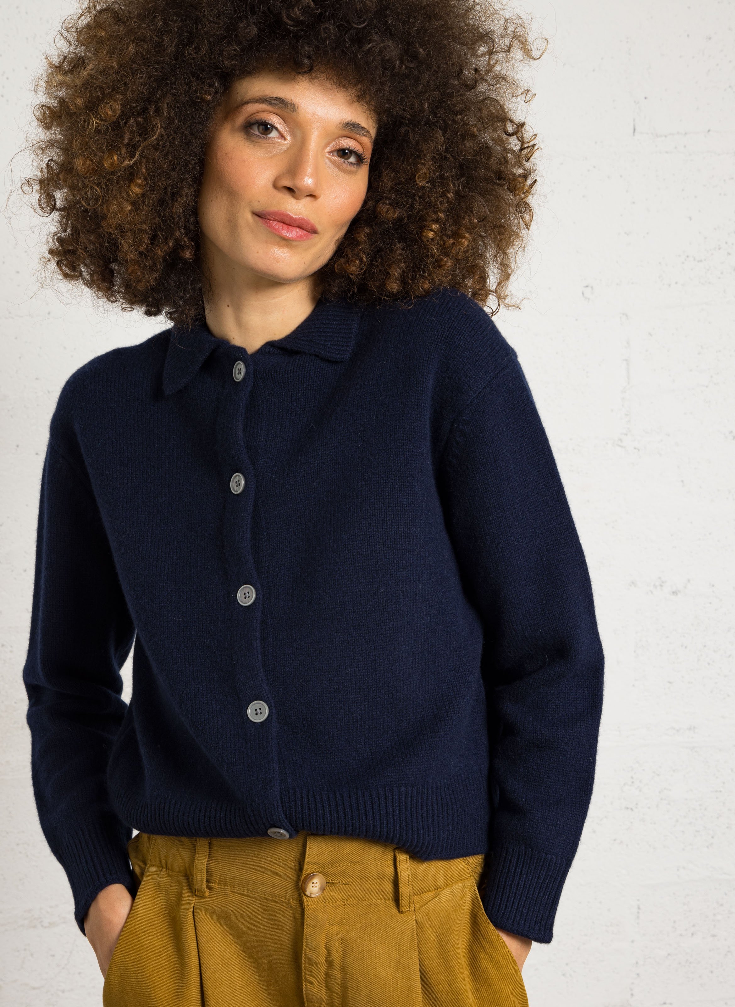 Cardigan court uni en laine peter MAISON 123 Bleu