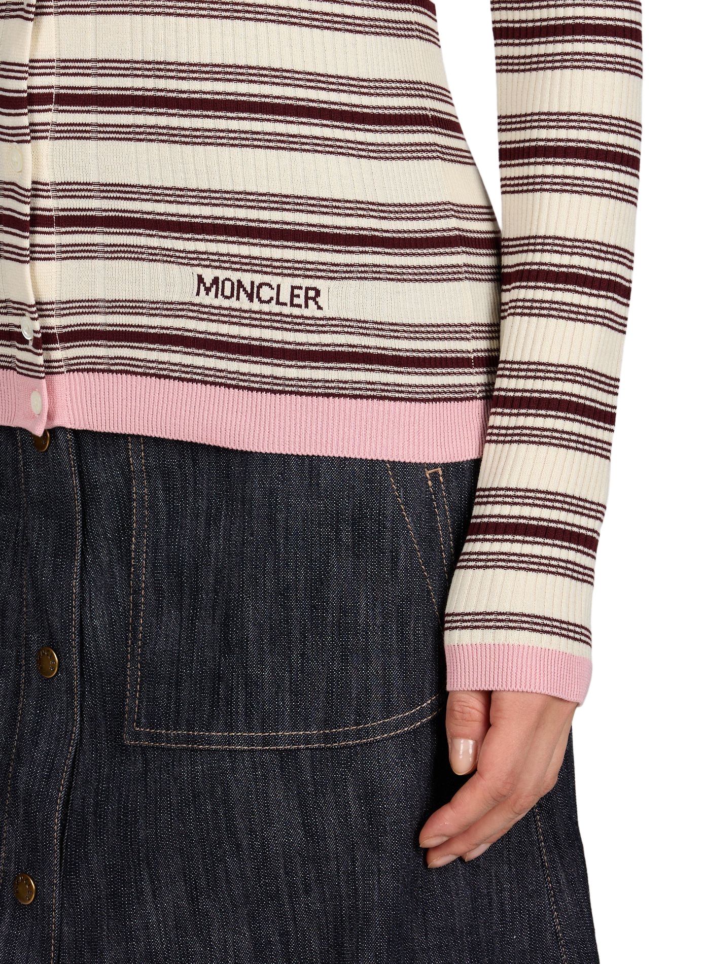 Polo manches longues à rayures en coton MONCLER Bleu