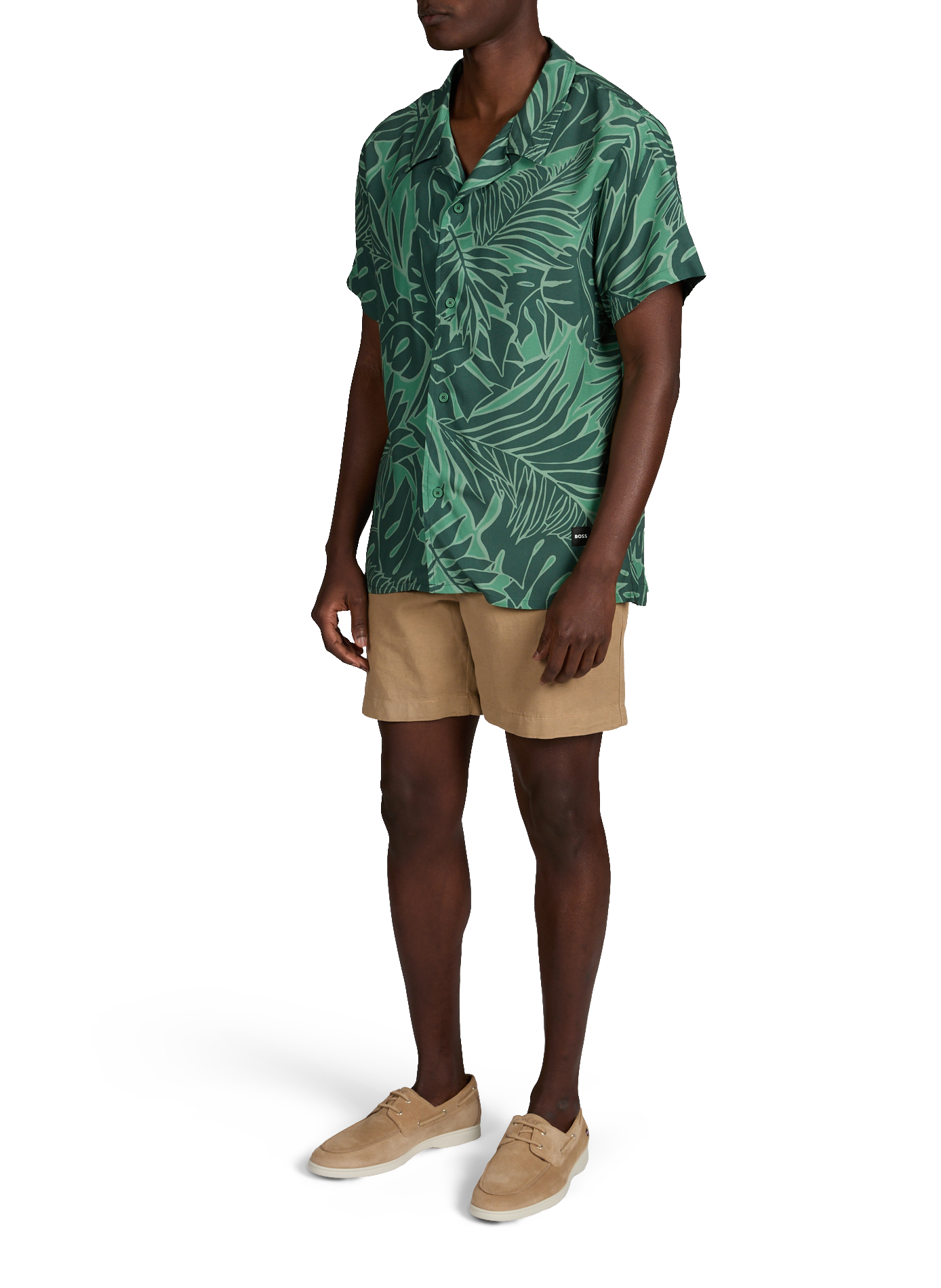 Straight short-sleeve floral shirt BOSS Green