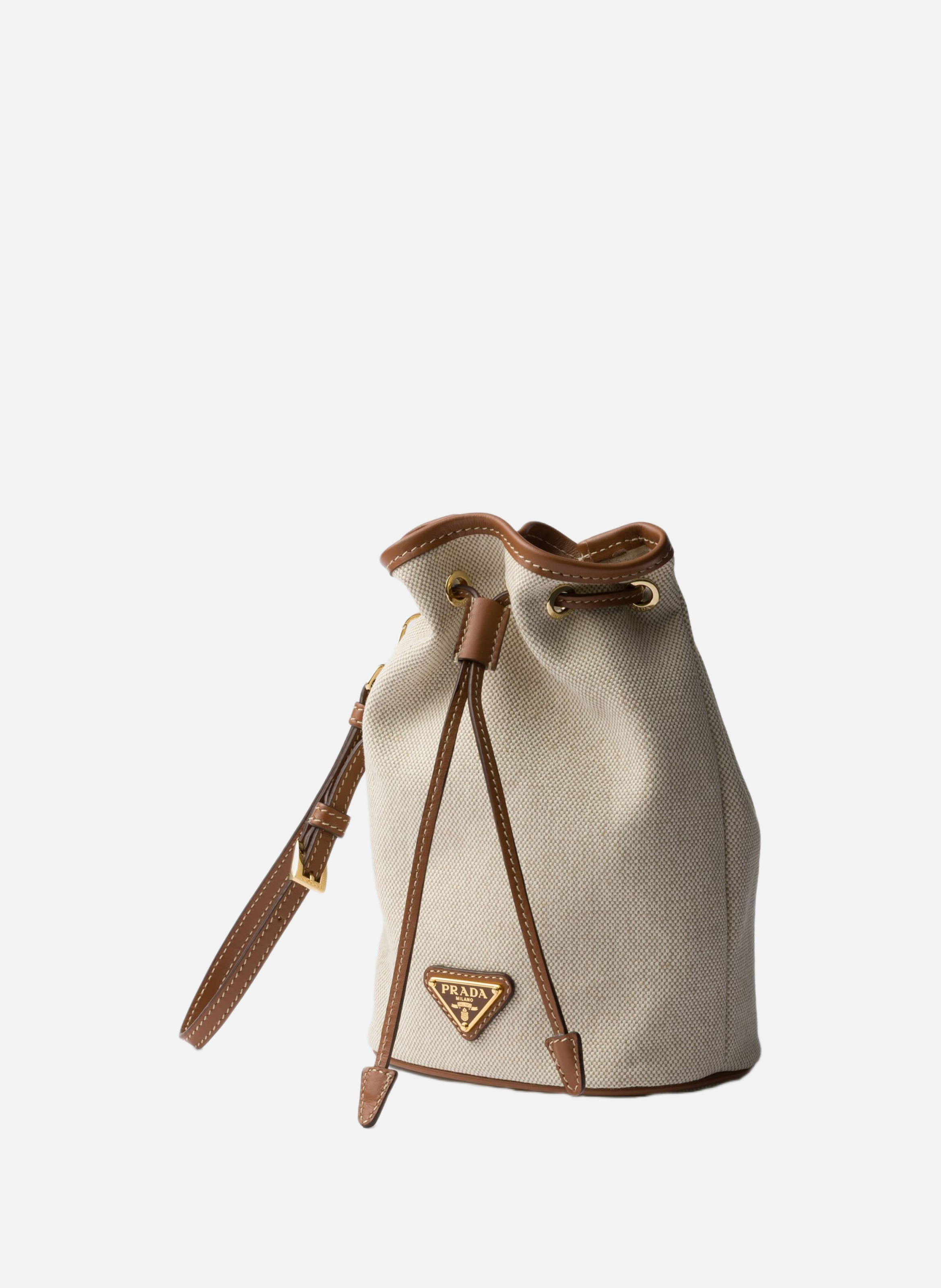 Pochette en toile et cuir PRADA Beige
