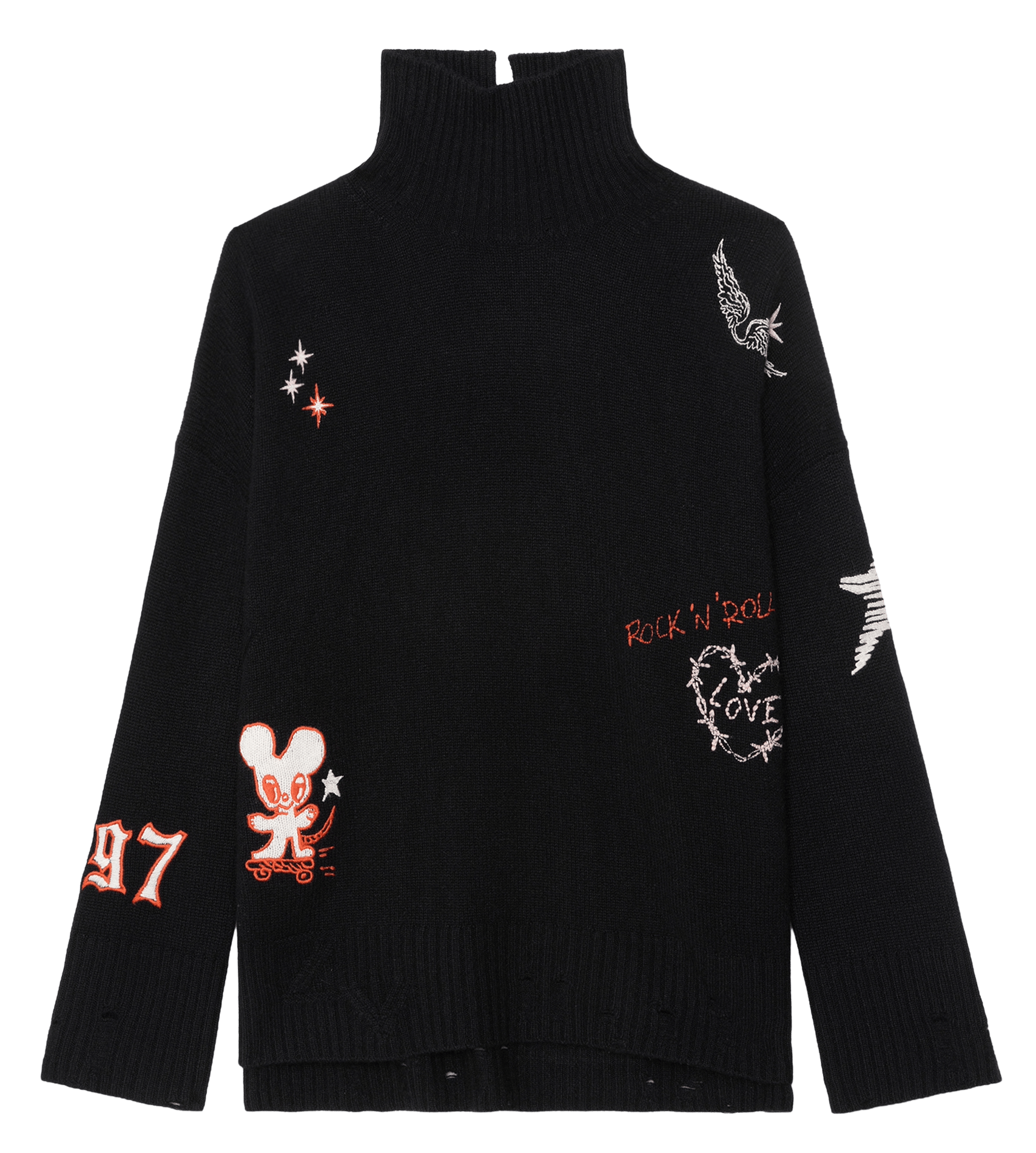 Pull droit col montant en cachemire bleeza ZADIG&VOLTAIRE Noir