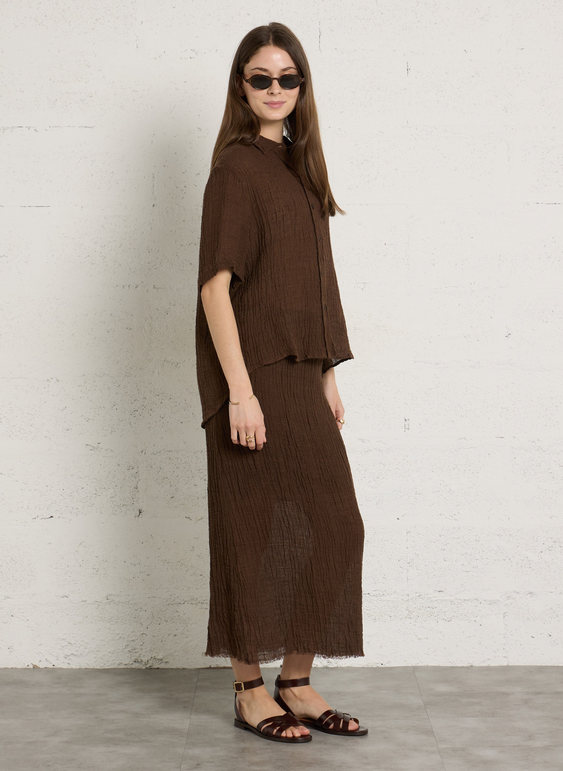 Sandales plates en cuir n°203 RIVECOUR Marron