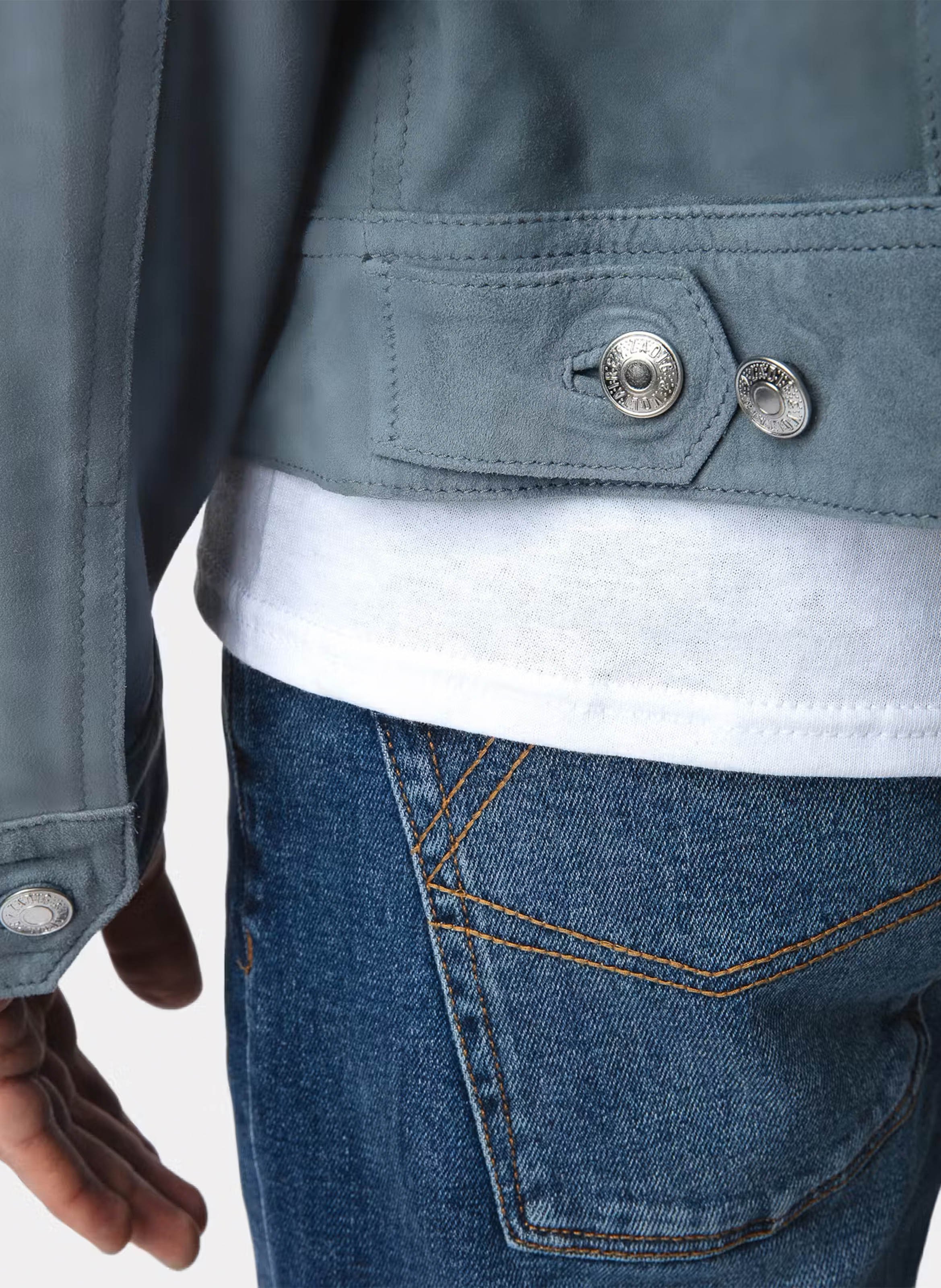 Veste col classique en cuir base ZADIG&VOLTAIRE Bleu