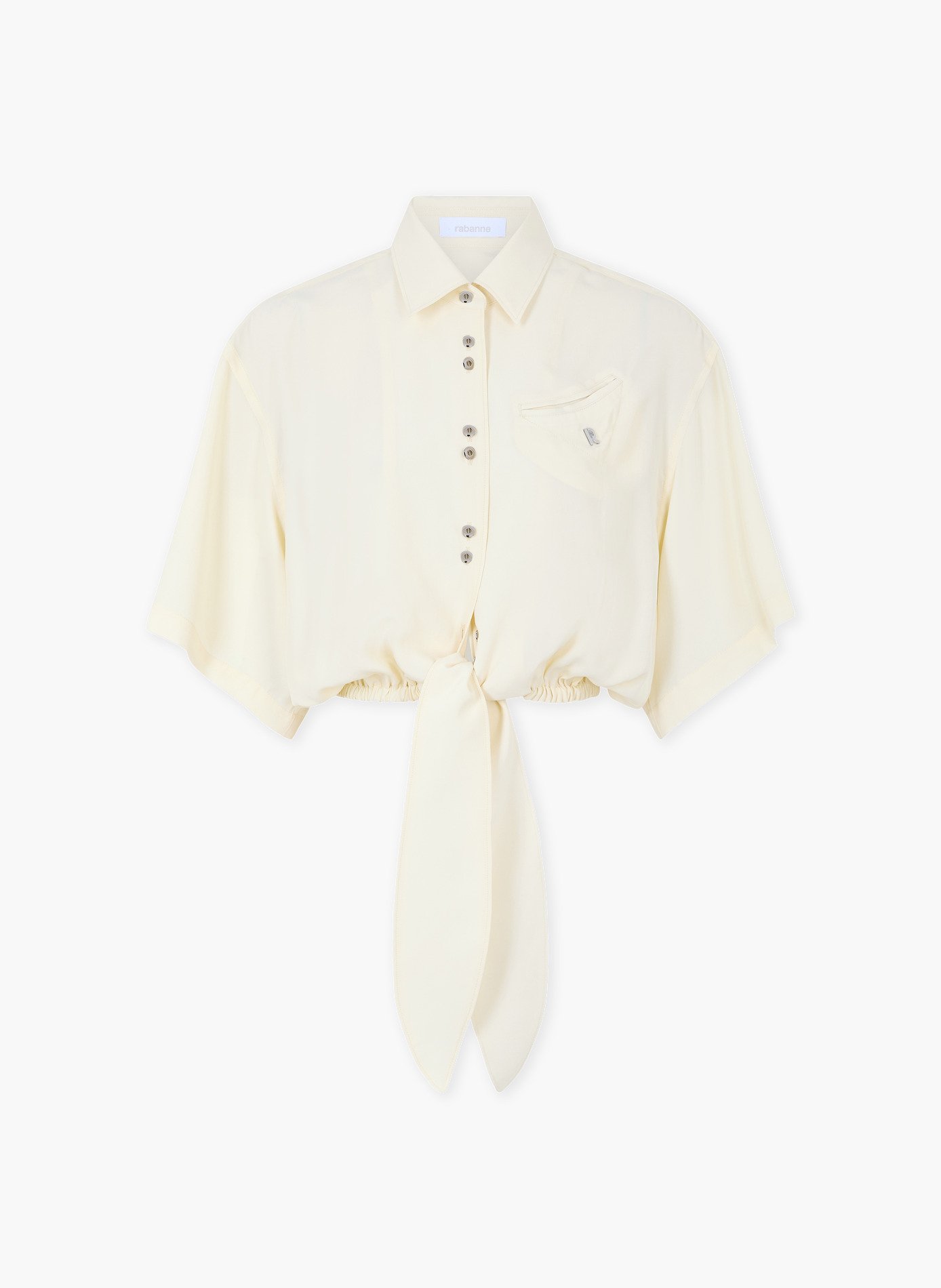 Crop top chemise en crepe de chine avec détail de noeud RABANNE Blanc