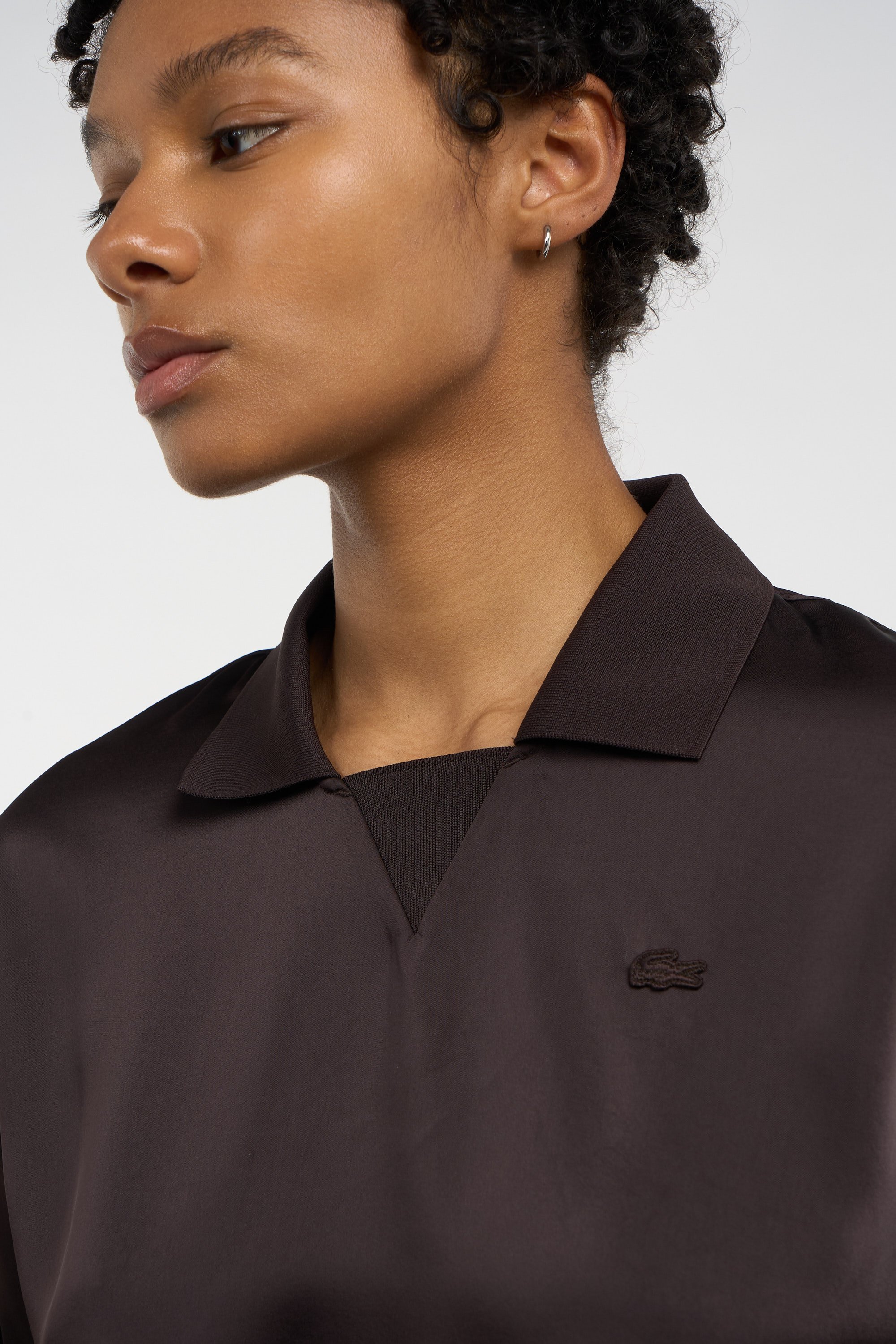 Top chemise manches longues LACOSTE Marron