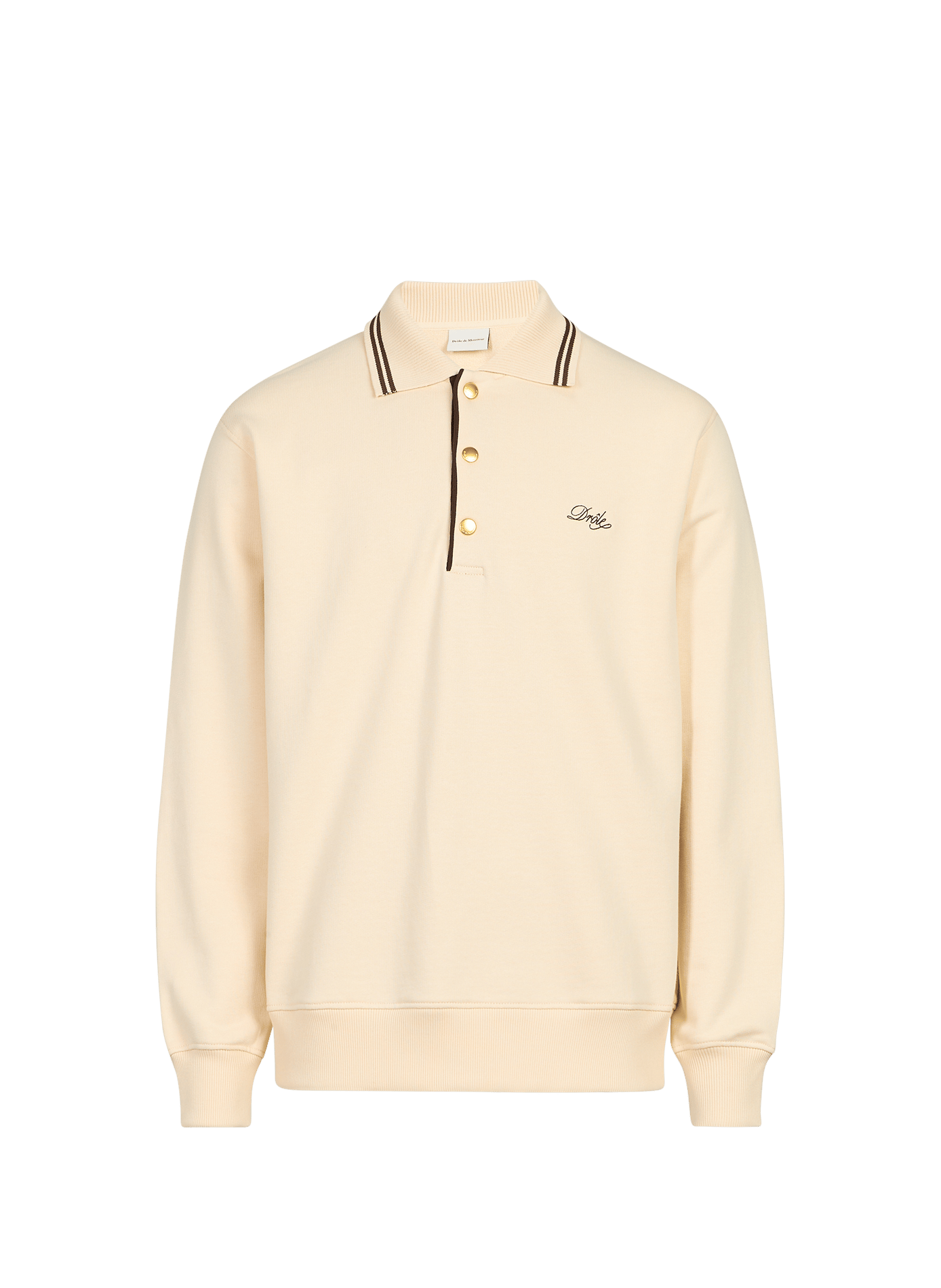 Sweatshirt droit à logo brodé en coton DROLE DE MONSIEUR Beige