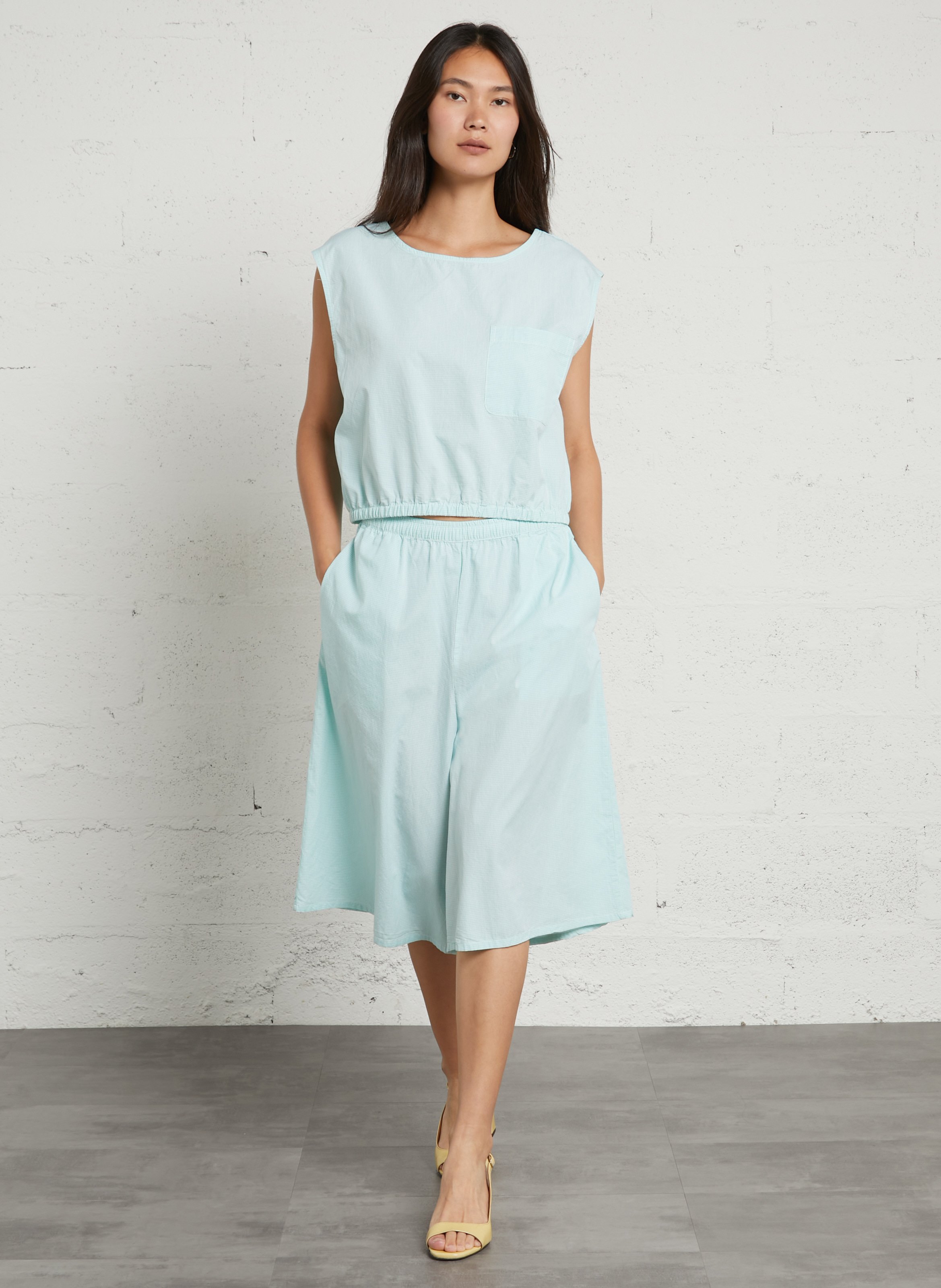 Bermuda large uni en coton vigy AMERICAN VINTAGE Bleu