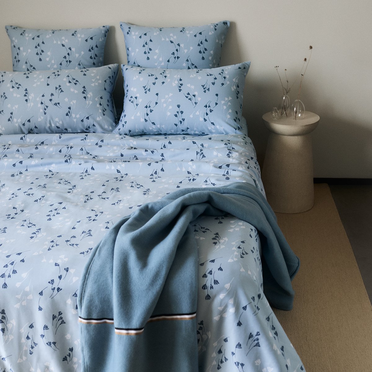 Drap housse en satin de coton, valerian BOSS HOME Bleu