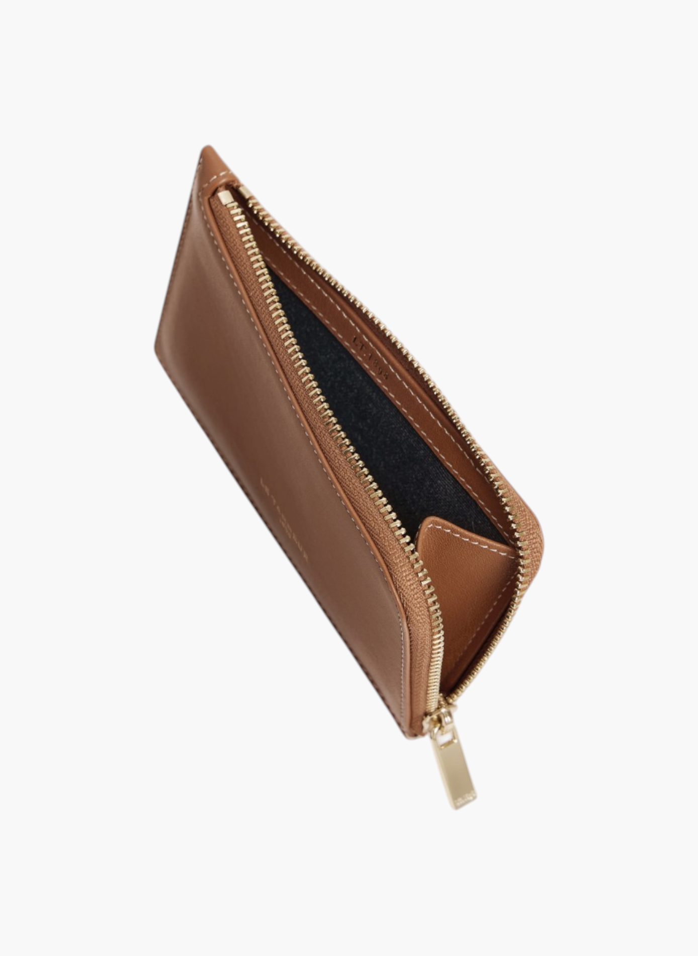 Porte cartes zippé albertine en cuir lisse LE TANNEUR Marron