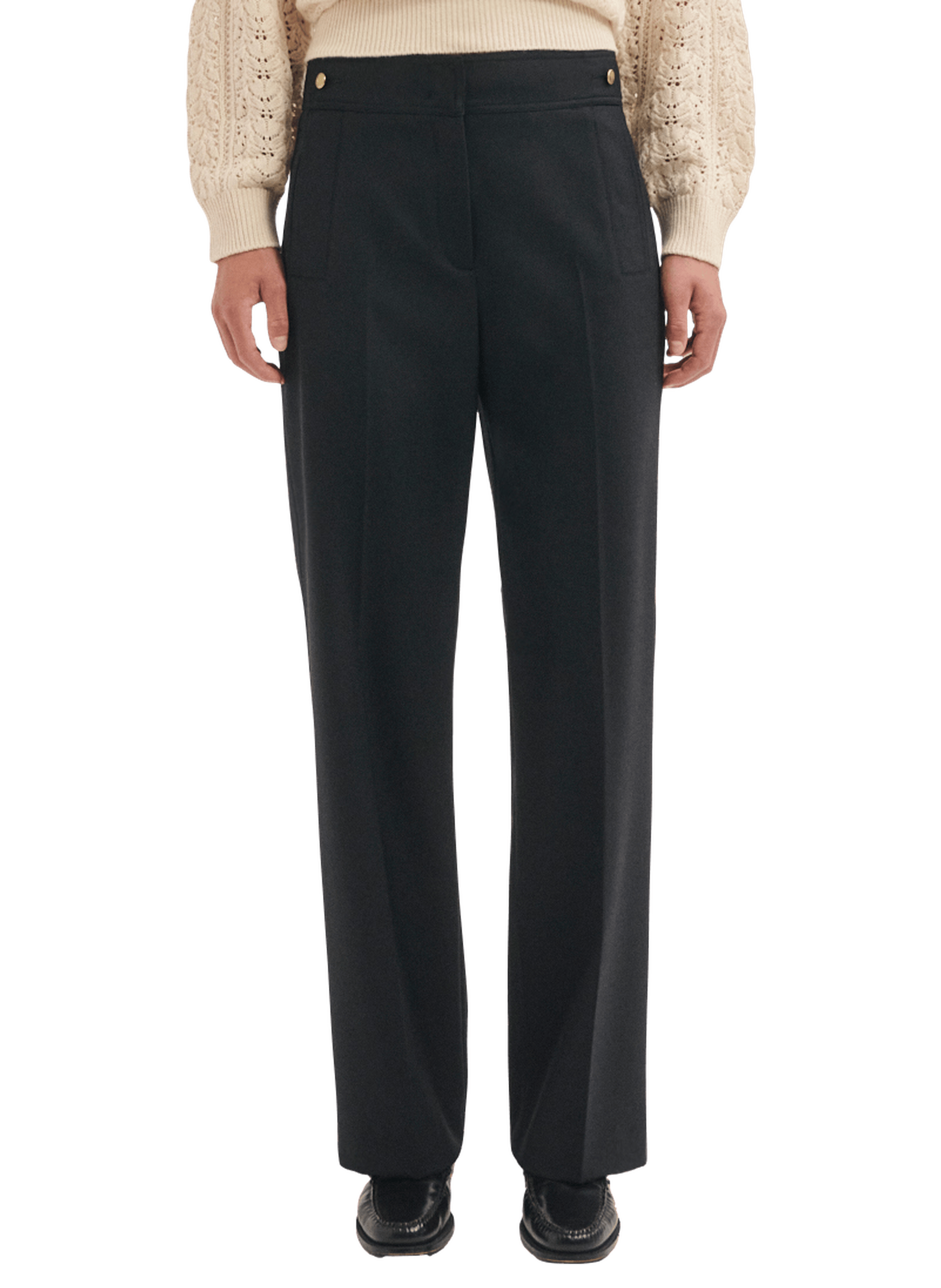 Pantalon large à pont - mar PABLO Noir
