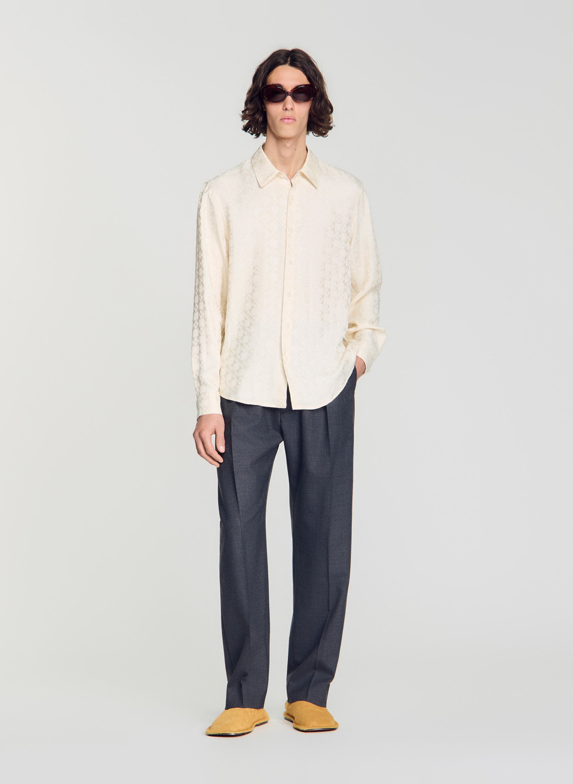 Chemise droite jacquard SANDRO Blanc