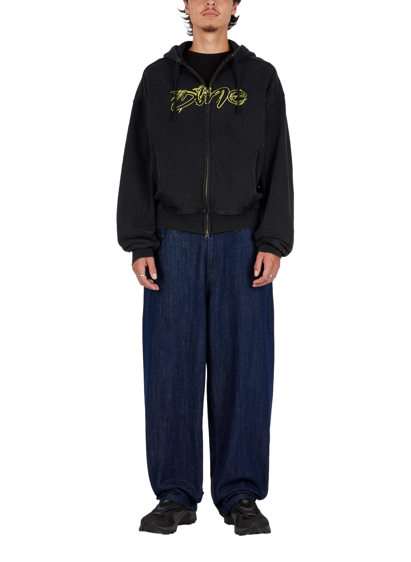 Straight-fit cotton sweatshirt with embroidered logo DIME Black