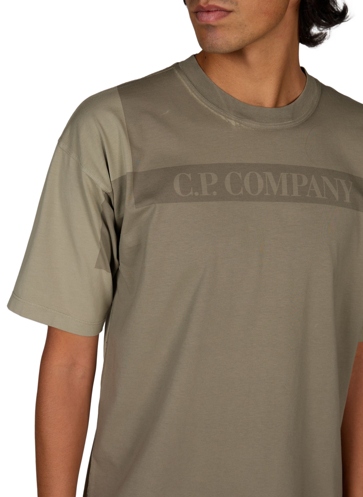 Color block logo cotton T-shirt CP COMPANY Grey