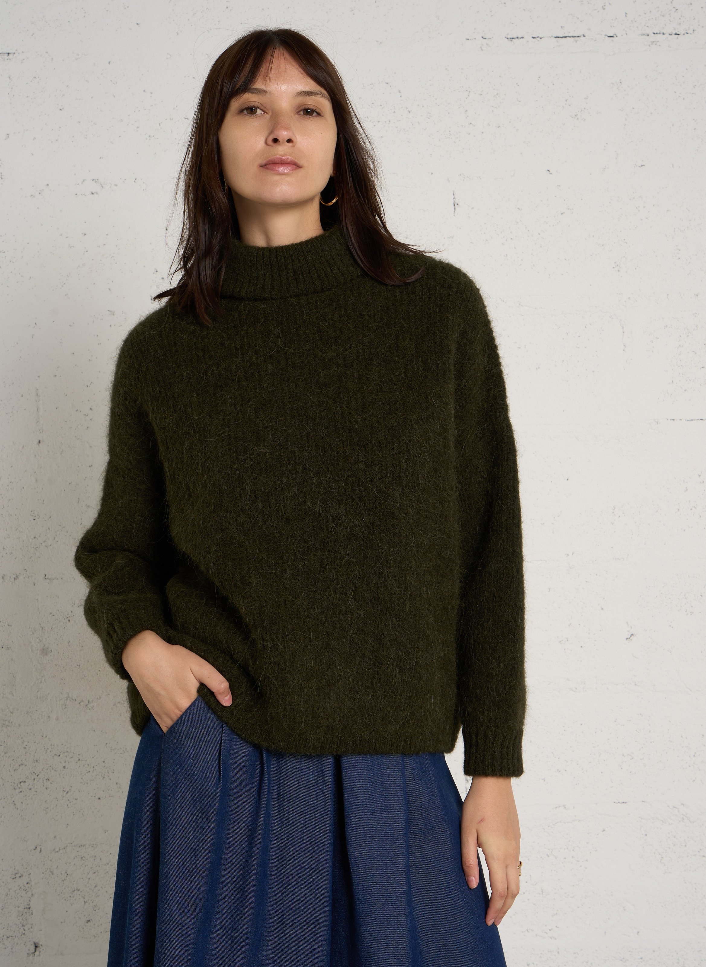 Pull col roulé ample azalee MAISON 123 Kaki