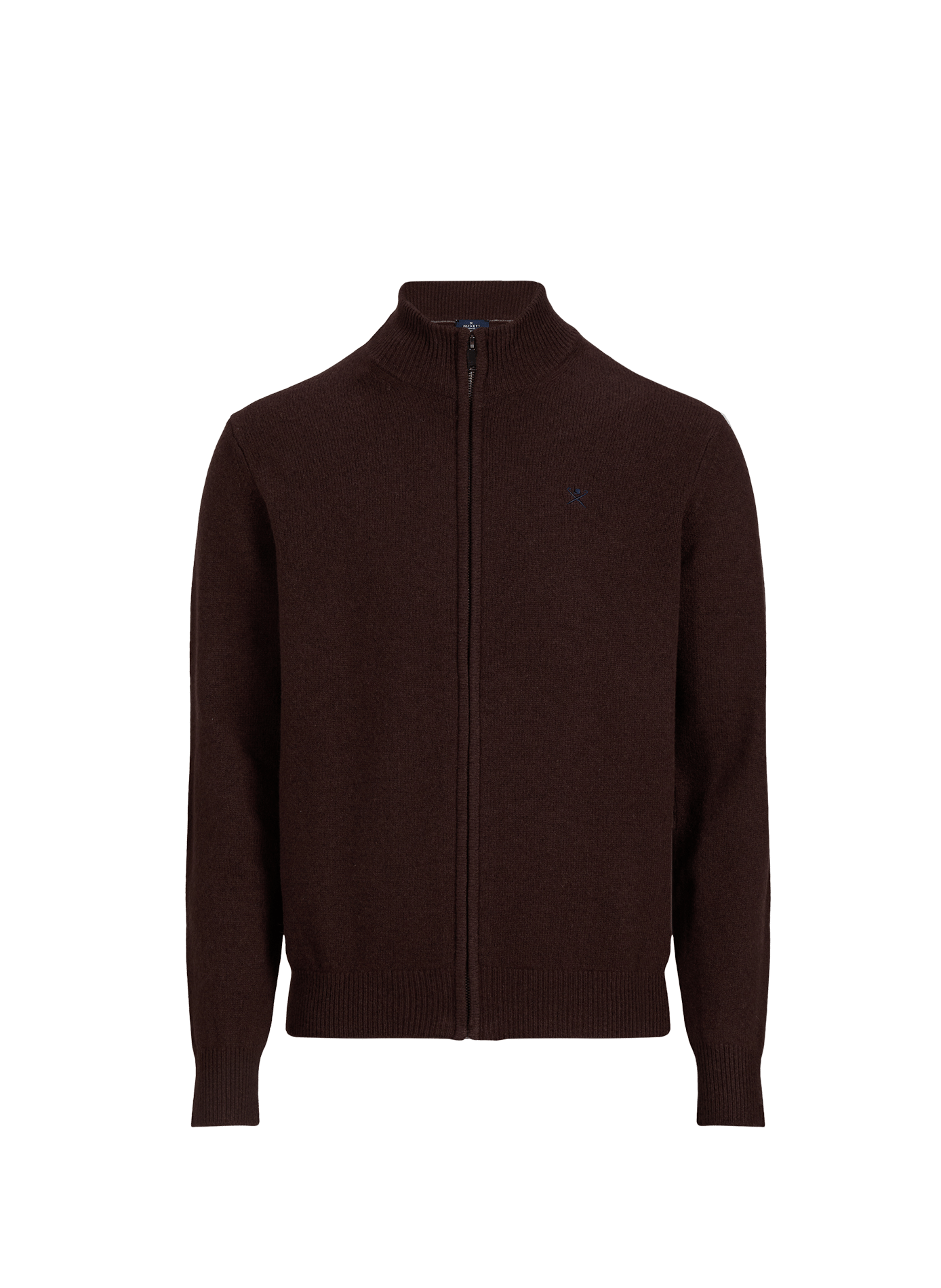 Gilet zippé col montant en laine HACKETT Marron