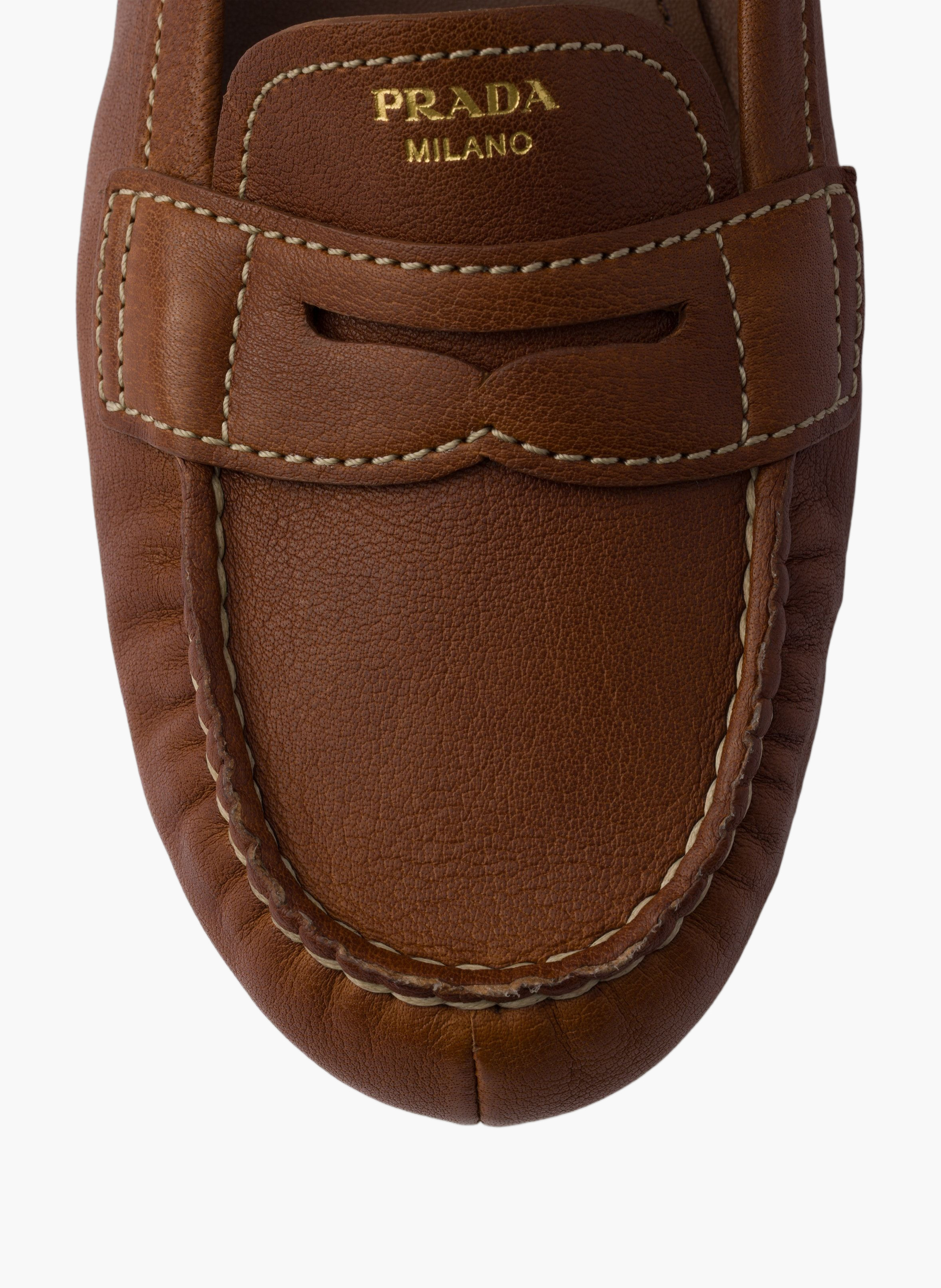 Mocassins en cuir PRADA Marron