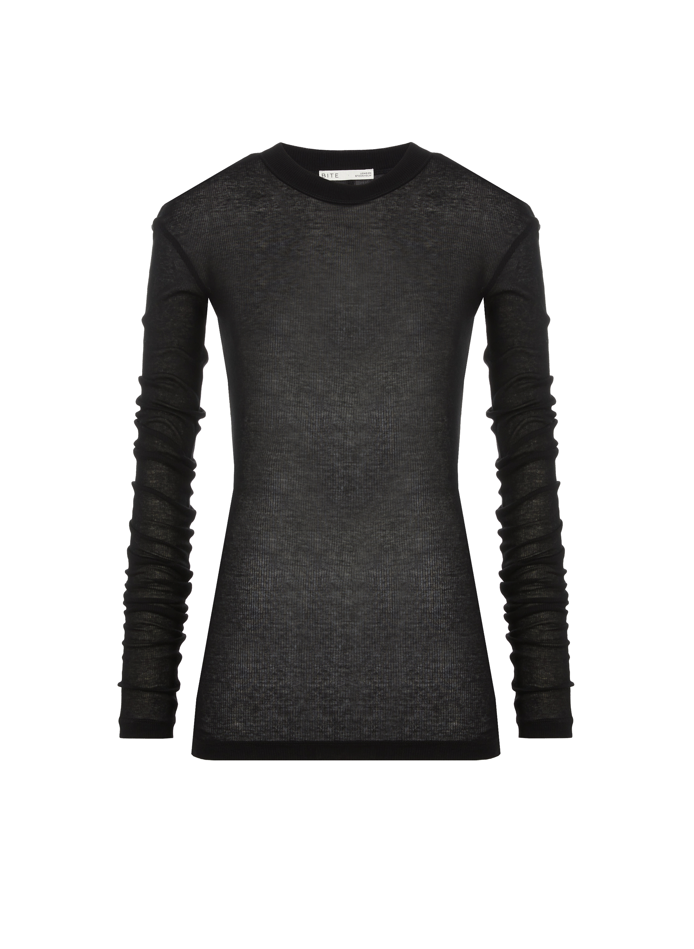 BITE STUDIOS Pull fin côtelé en coton organique Noir