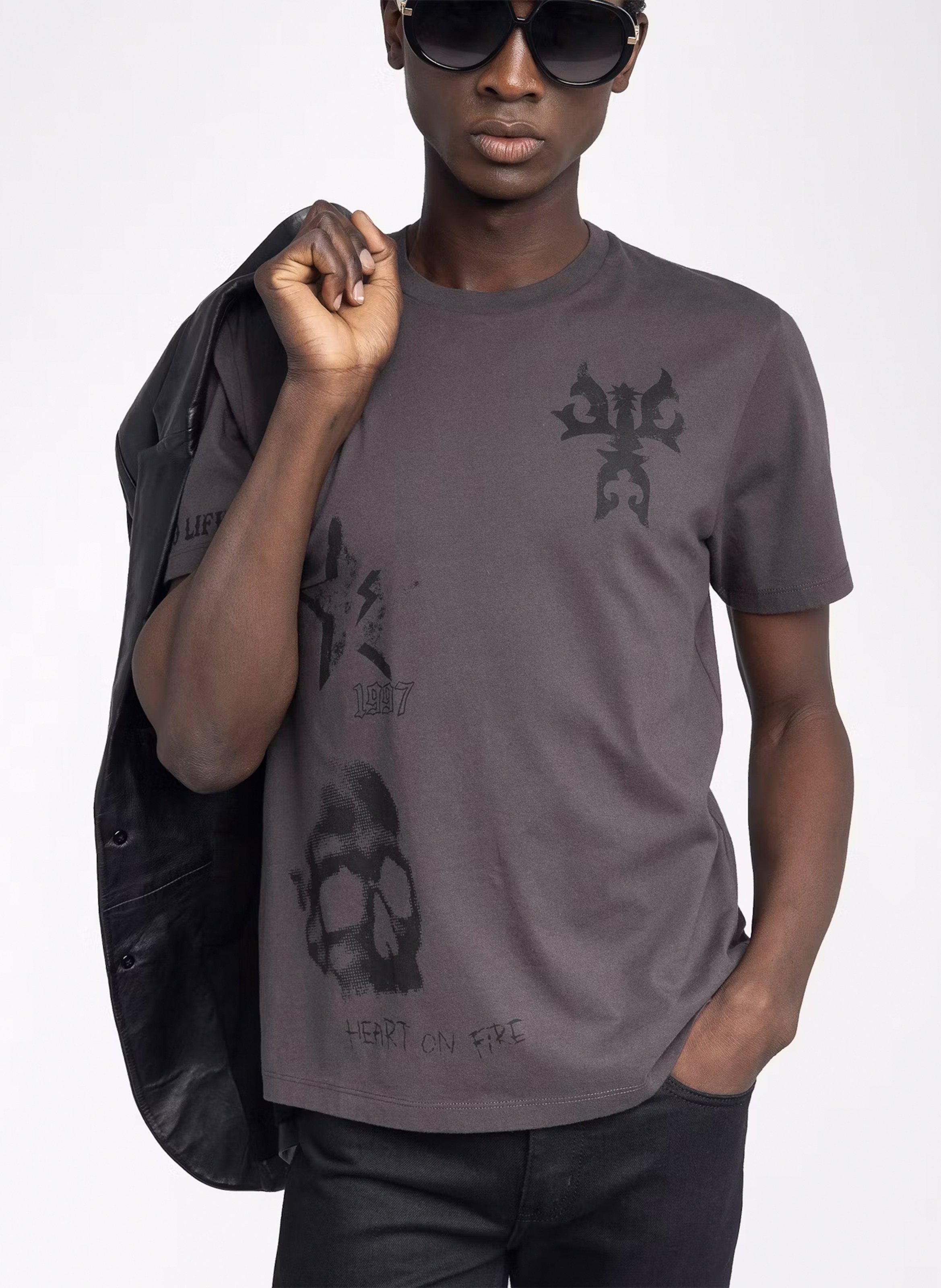 Tee-shirt col rond en coton tommy ZADIG&VOLTAIRE Marron