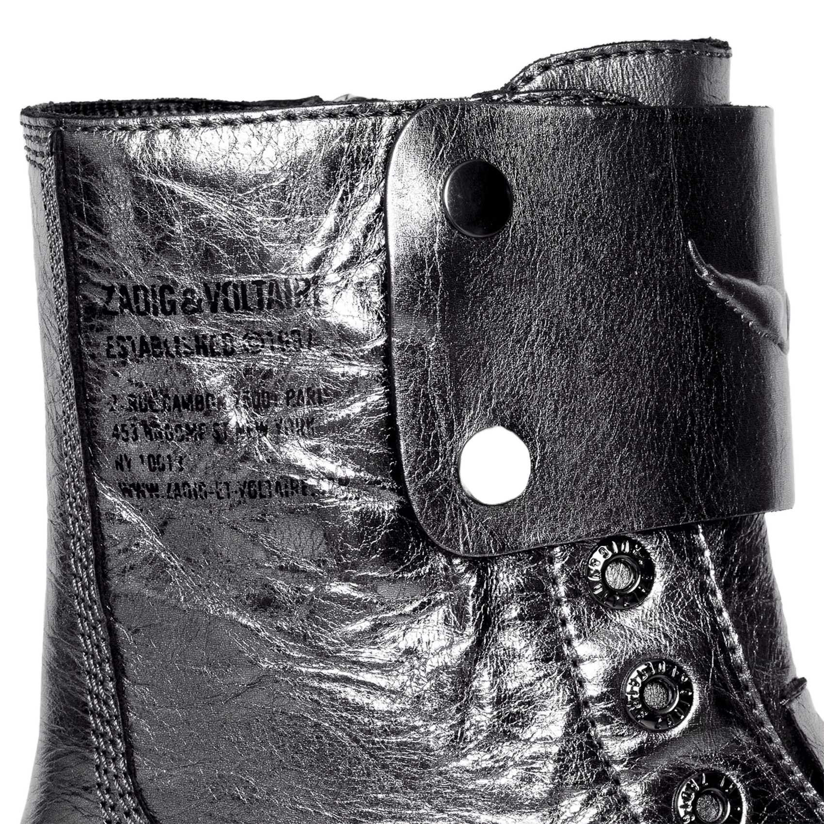 Boots rangers zippée métallisées en cuir joe ZADIG&VOLTAIRE Gris