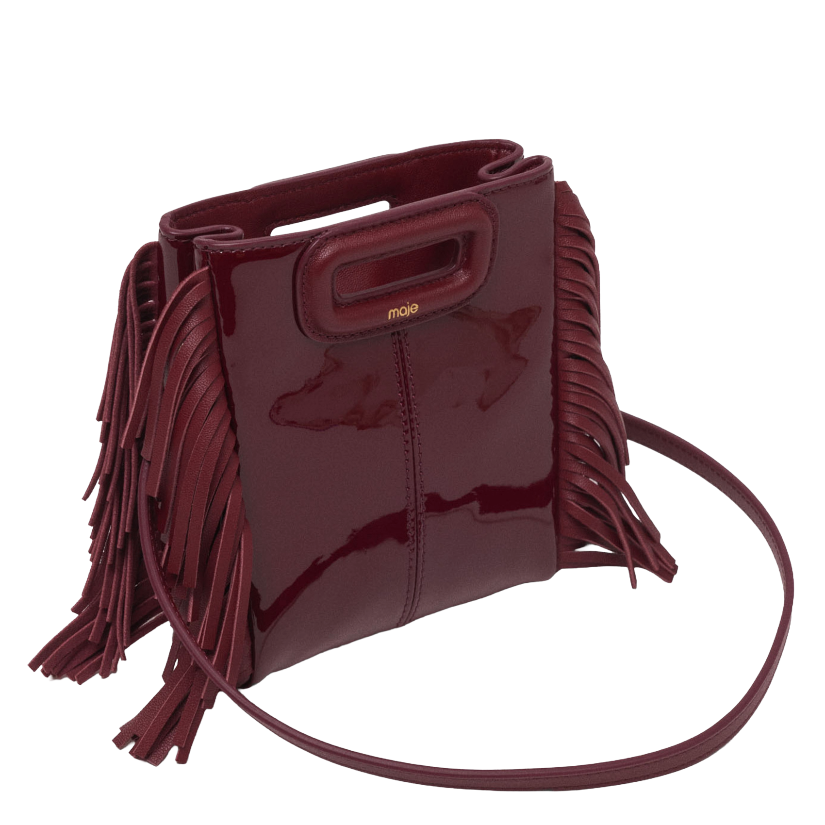Sac bandoulière en cuir vernis m mini MAJE Rouge