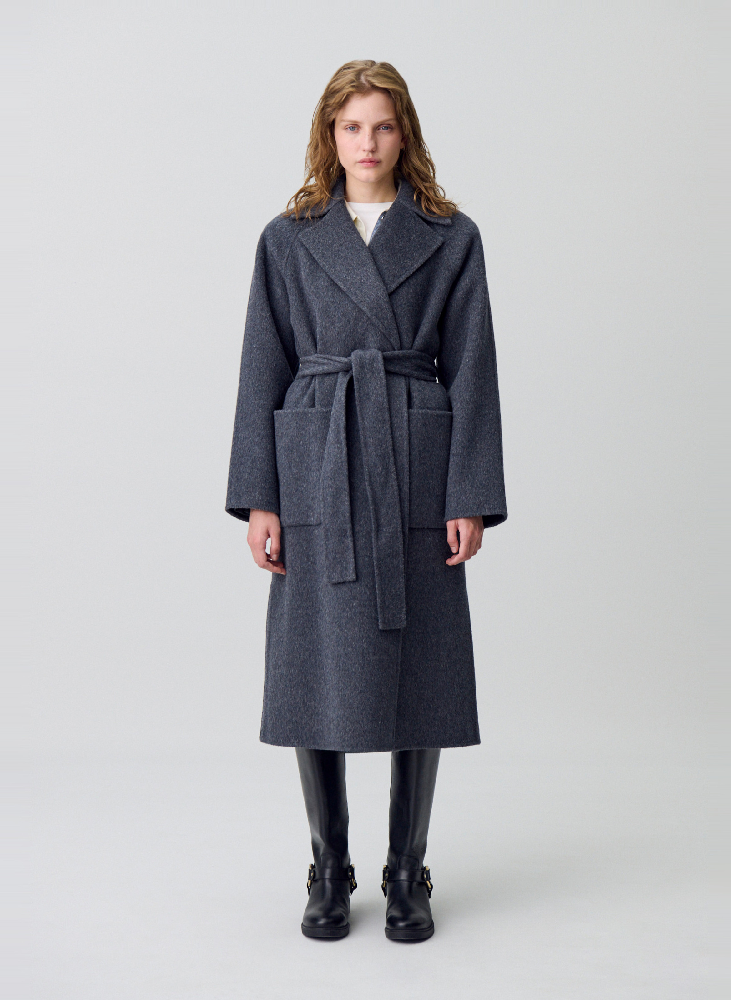 Manteau col tailleur en laine mélangée gwenola CLAUDIE PIERLOT Gris