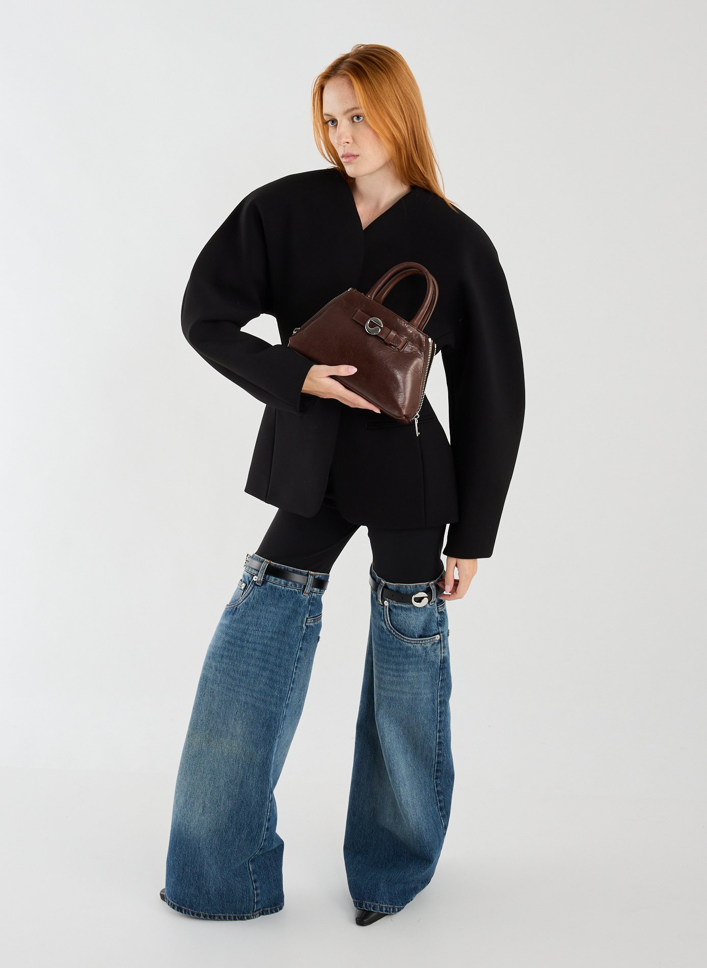 Data leather shoulder bag COPERNI Brown