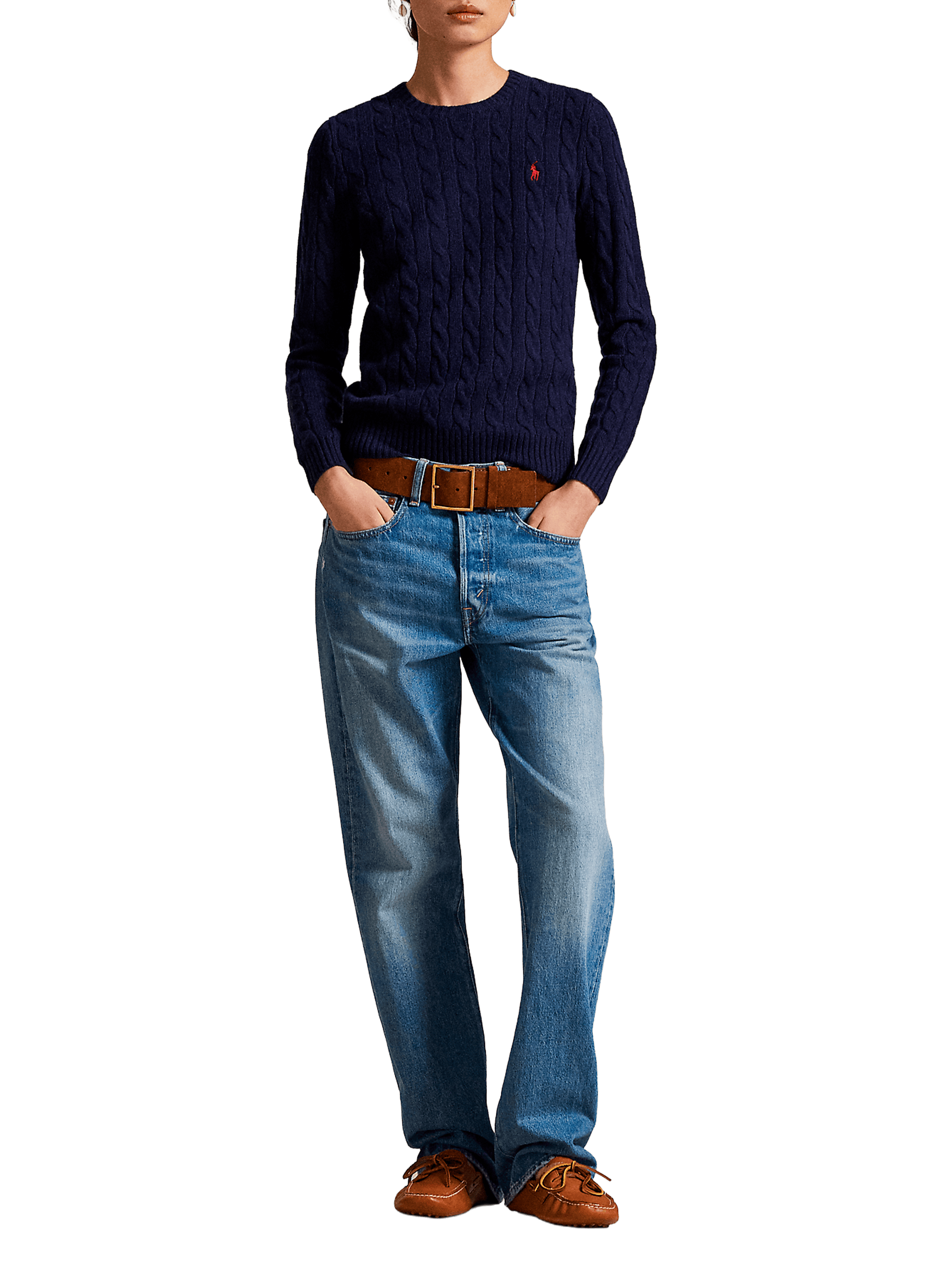 Pull col rond en laine et cachemire POLO RALPH LAUREN Bleu