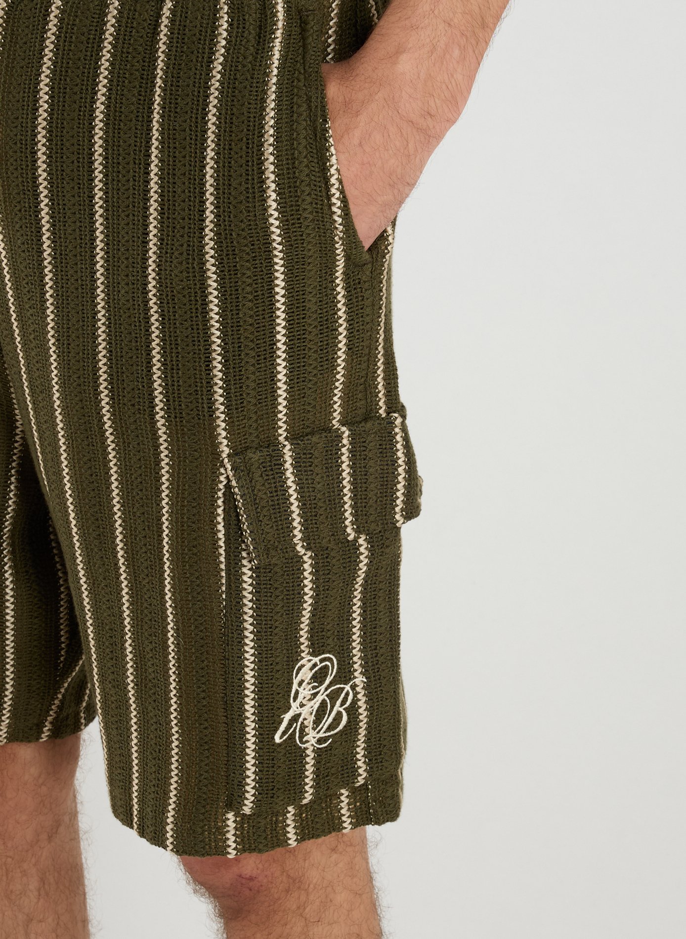 Striped cotton blend shorts ONLY THE BLIND Green