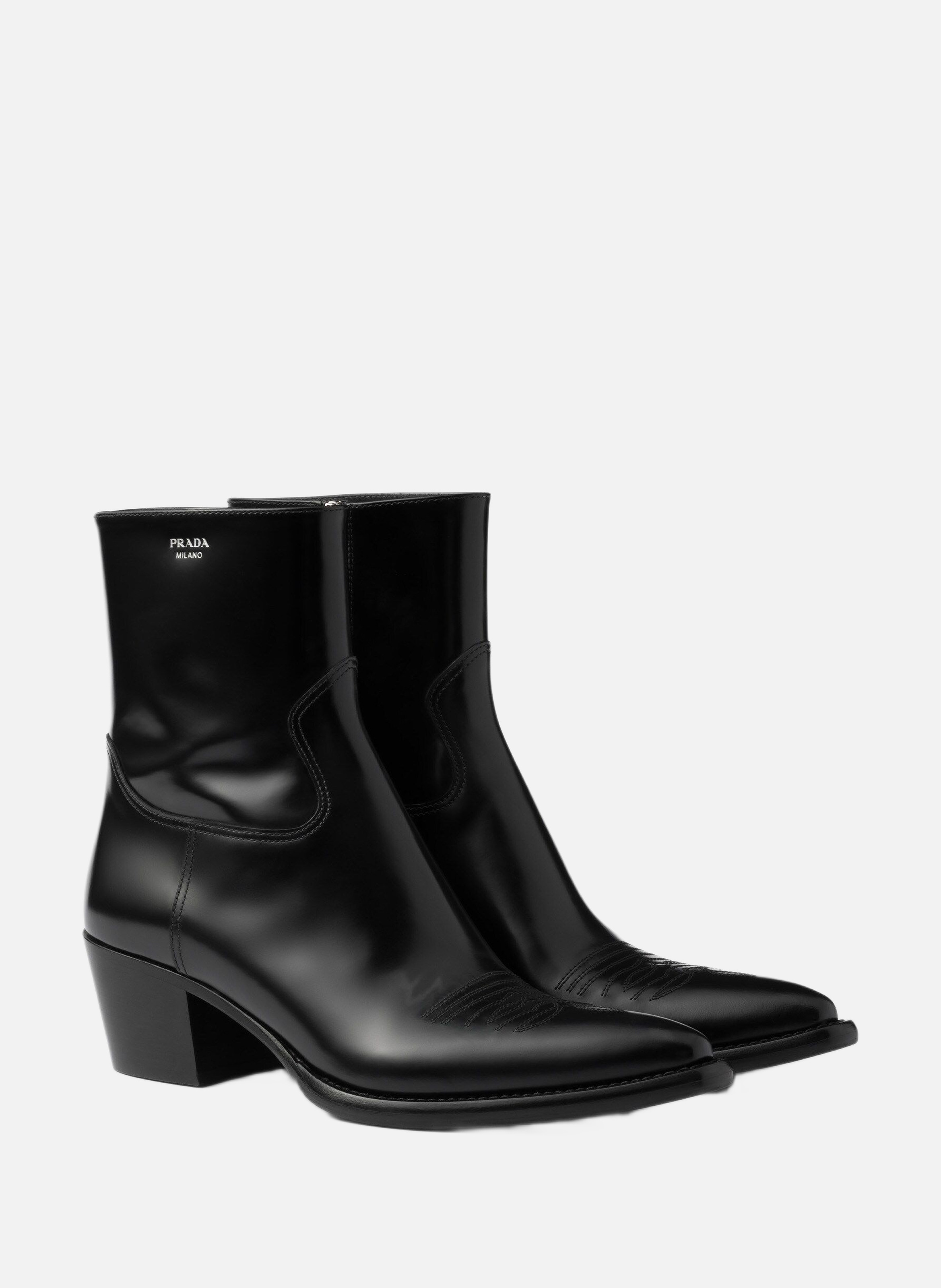 Bottines en cuir brossé PRADA Noir