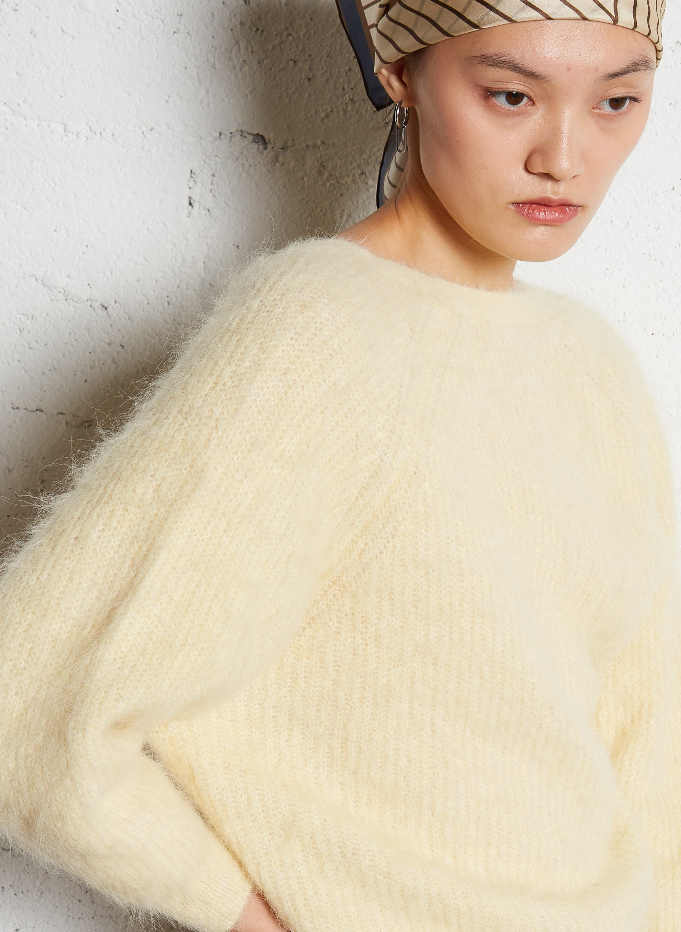 Pull col rond en alpaga mélangée fill BA&SH Beige