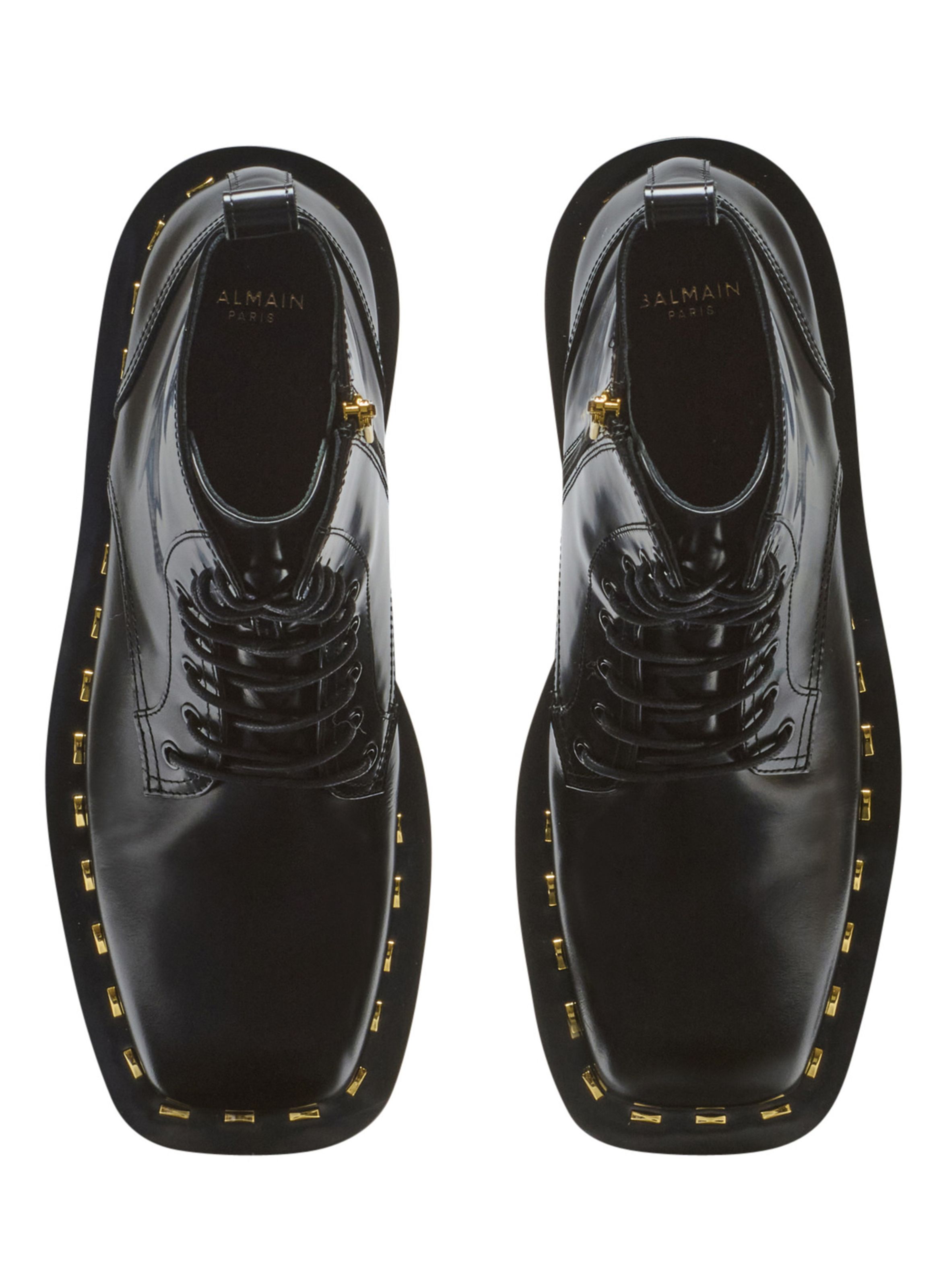 Boots ranger en cuir glacé BALMAIN Noir