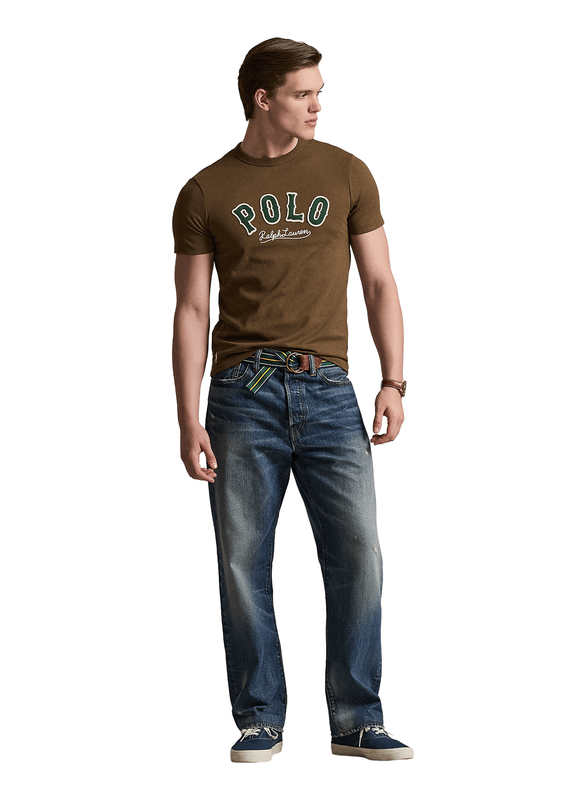 T-shirt manches courtes à logo en coton POLO RALPH LAUREN Marron